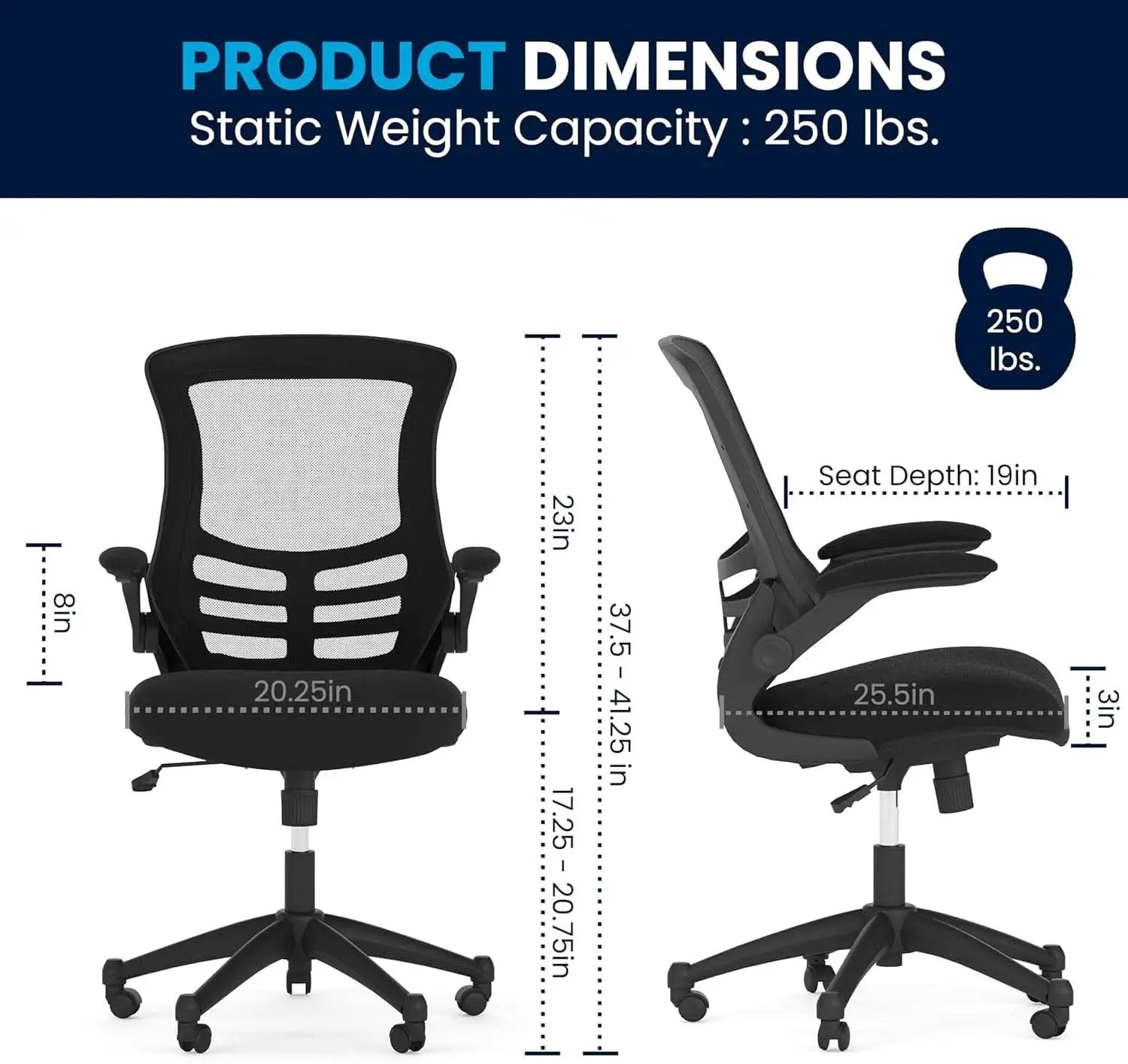 Mid Back Ergonomic Office Chair With Adjustable Height from PriceLows™