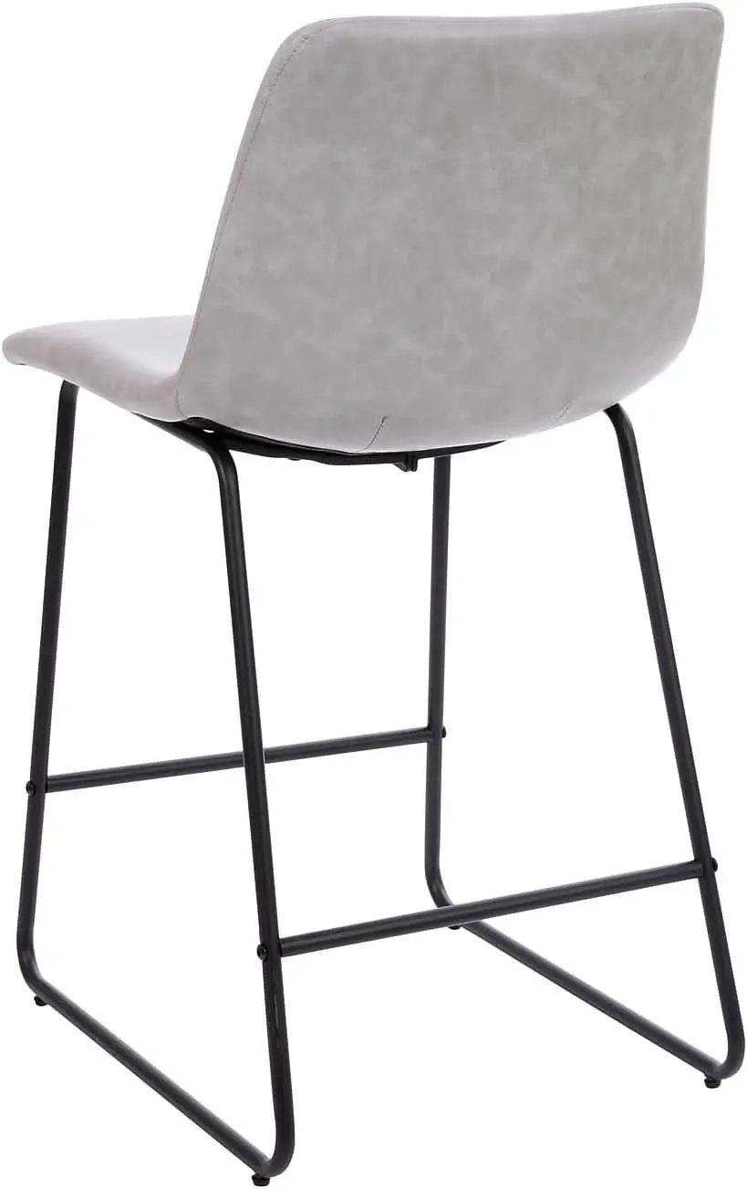 Reagan 24 Inch LeatherSoft Counter Height Bar Stools Set Of 2 Light Gray from PriceLows™