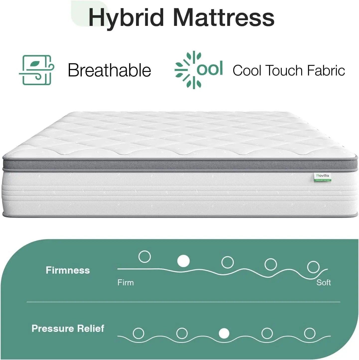 Queen Hybrid Mattress 12 Inch Soft Pillow Top Comfort from PriceLows™
