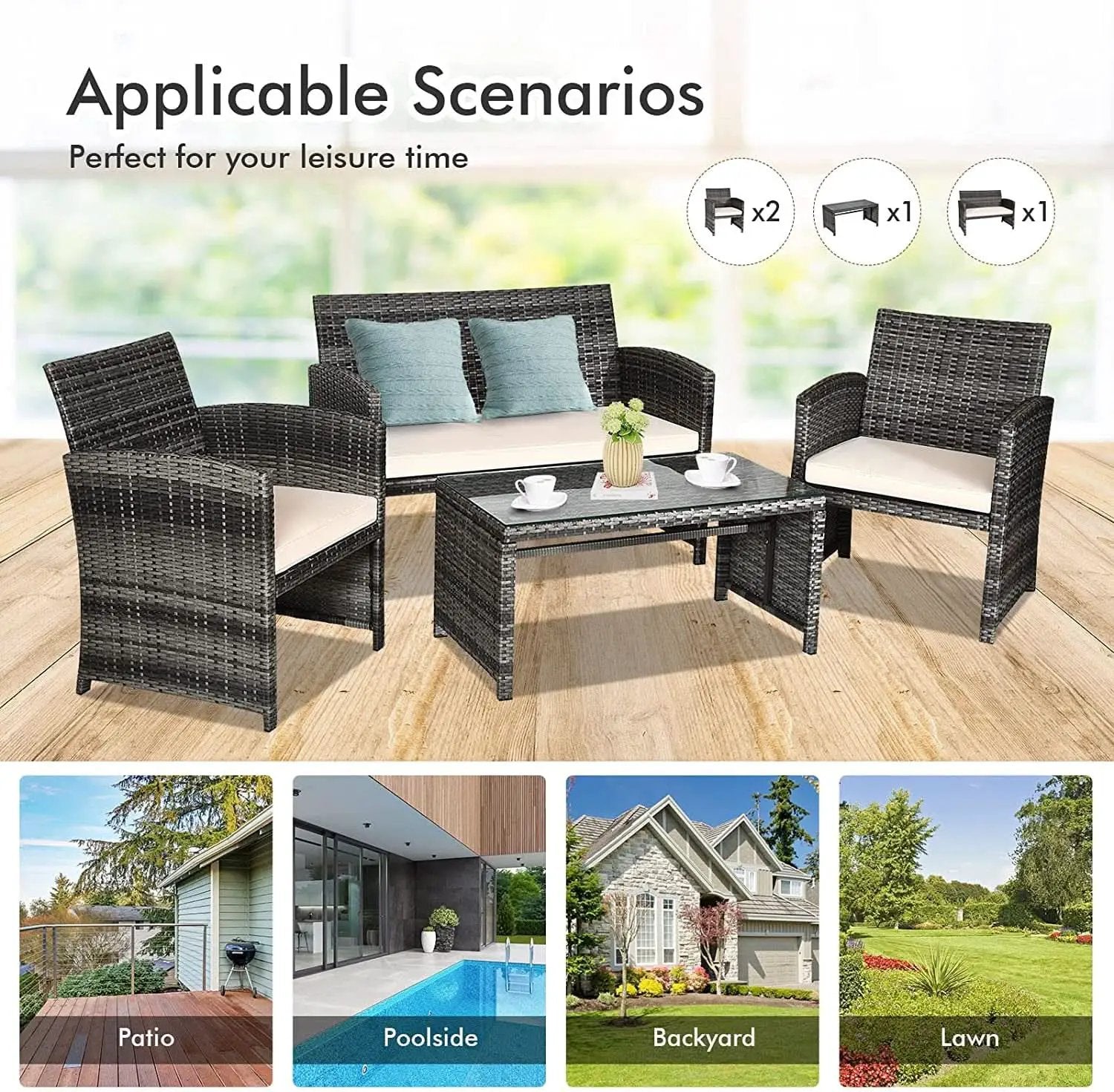 Weather Resistant Rattan Patio Furniture Set for Outdoors from PriceLows™