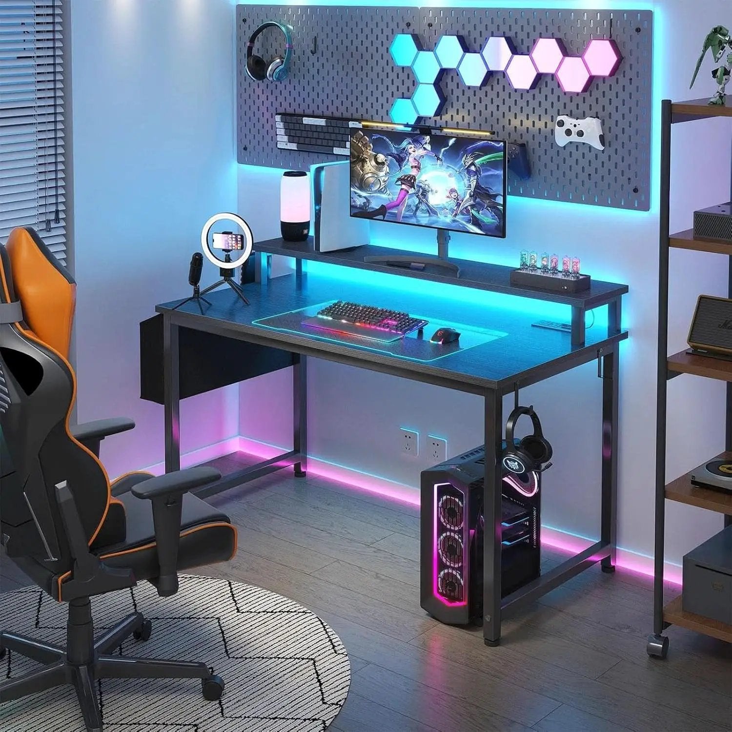 40 Inch Wide Gaming Desk With RGBLED Lighting Effects from PriceLows™