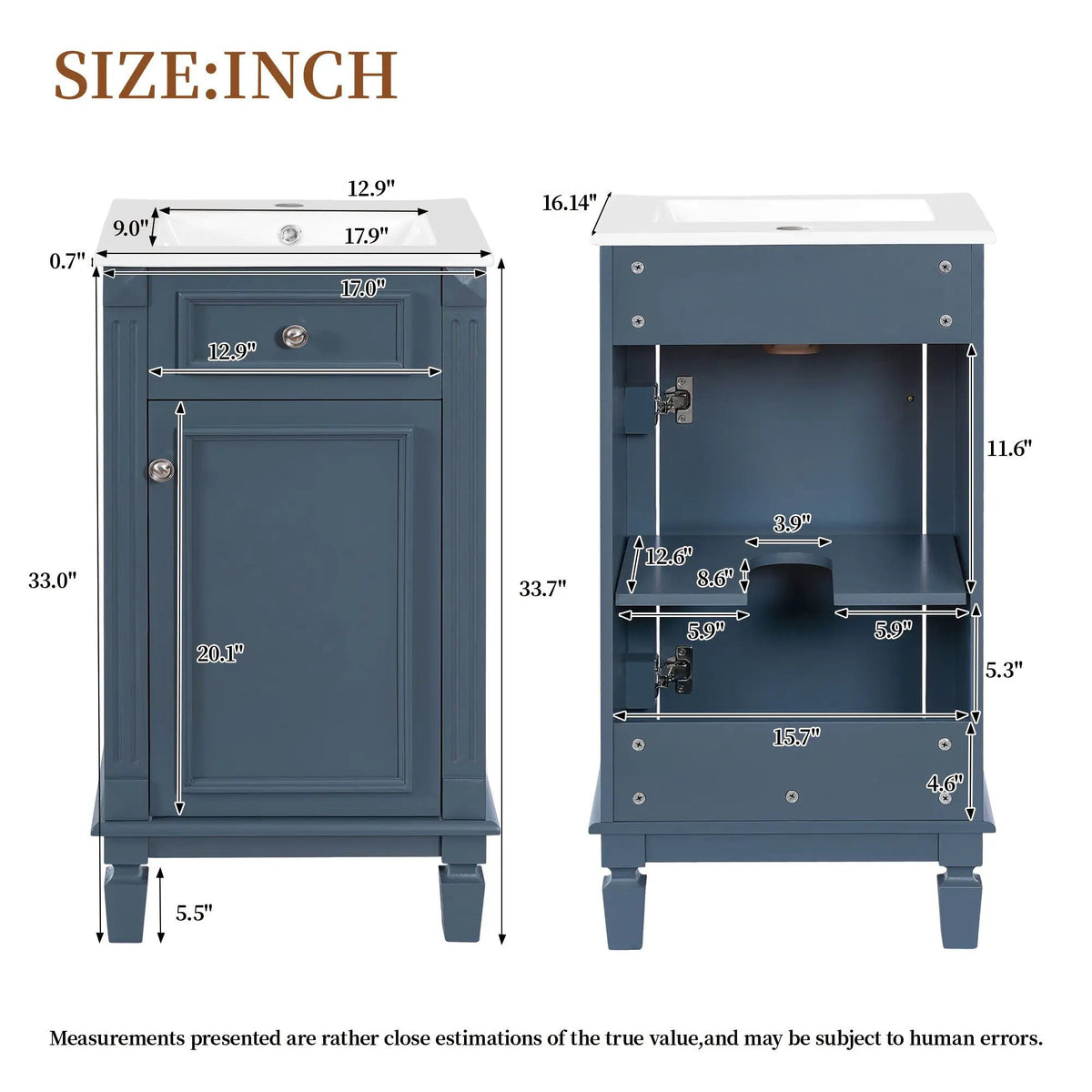 Bathroom Vanity | Solid Wood | Integrated Sink | Soft Closing Doors