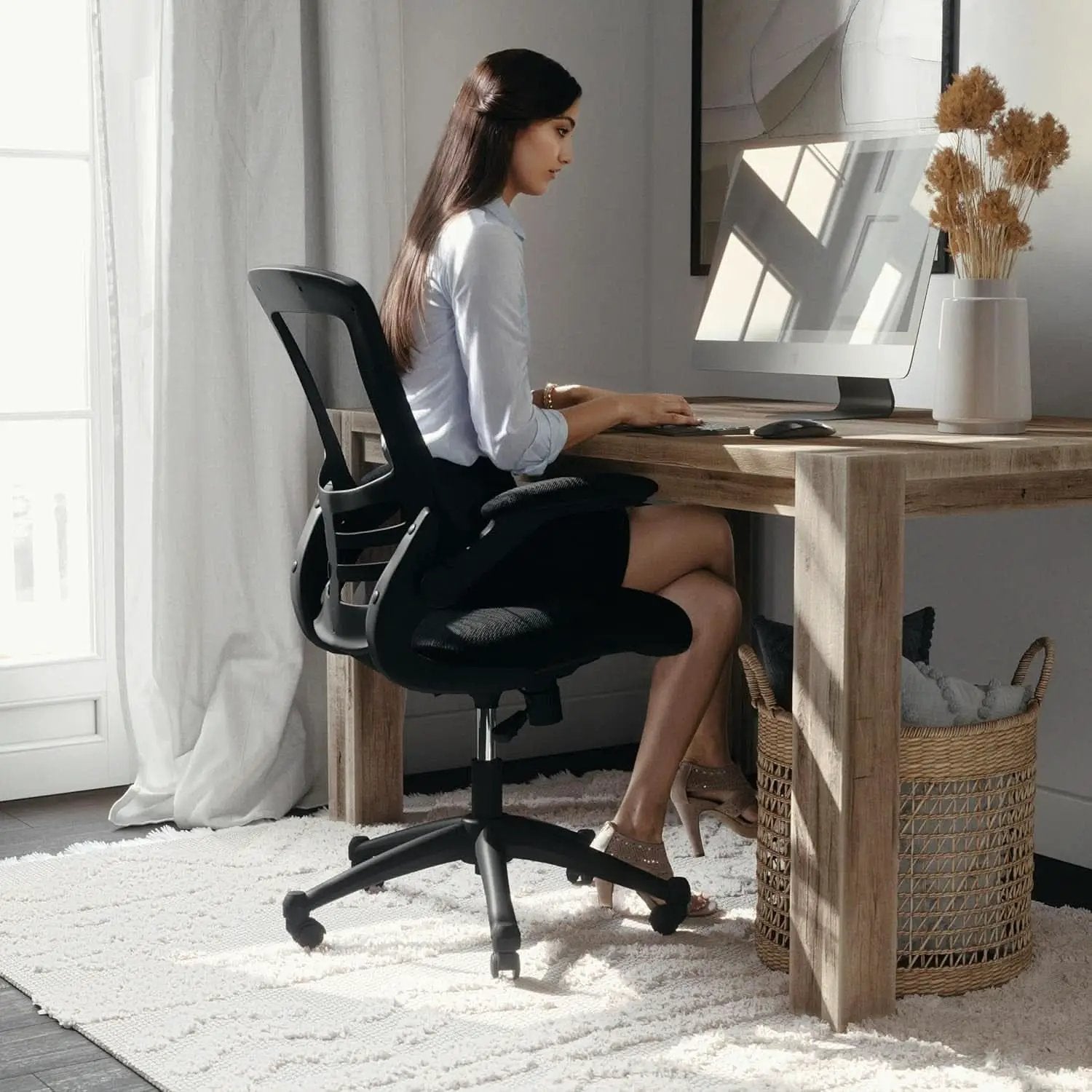 Mid Back Ergonomic Office Chair With Adjustable Height from PriceLows™