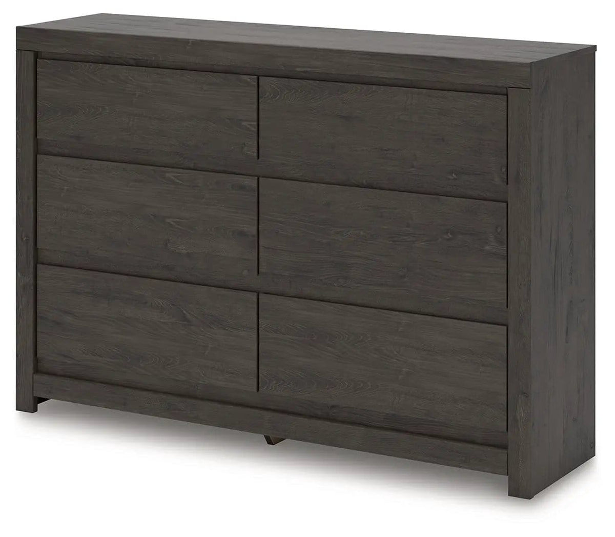 Fraluna Six Drawer Dresser | 58.7 x 15.63 x 40.08 in | Engineered Wood & Linen | Charcoal