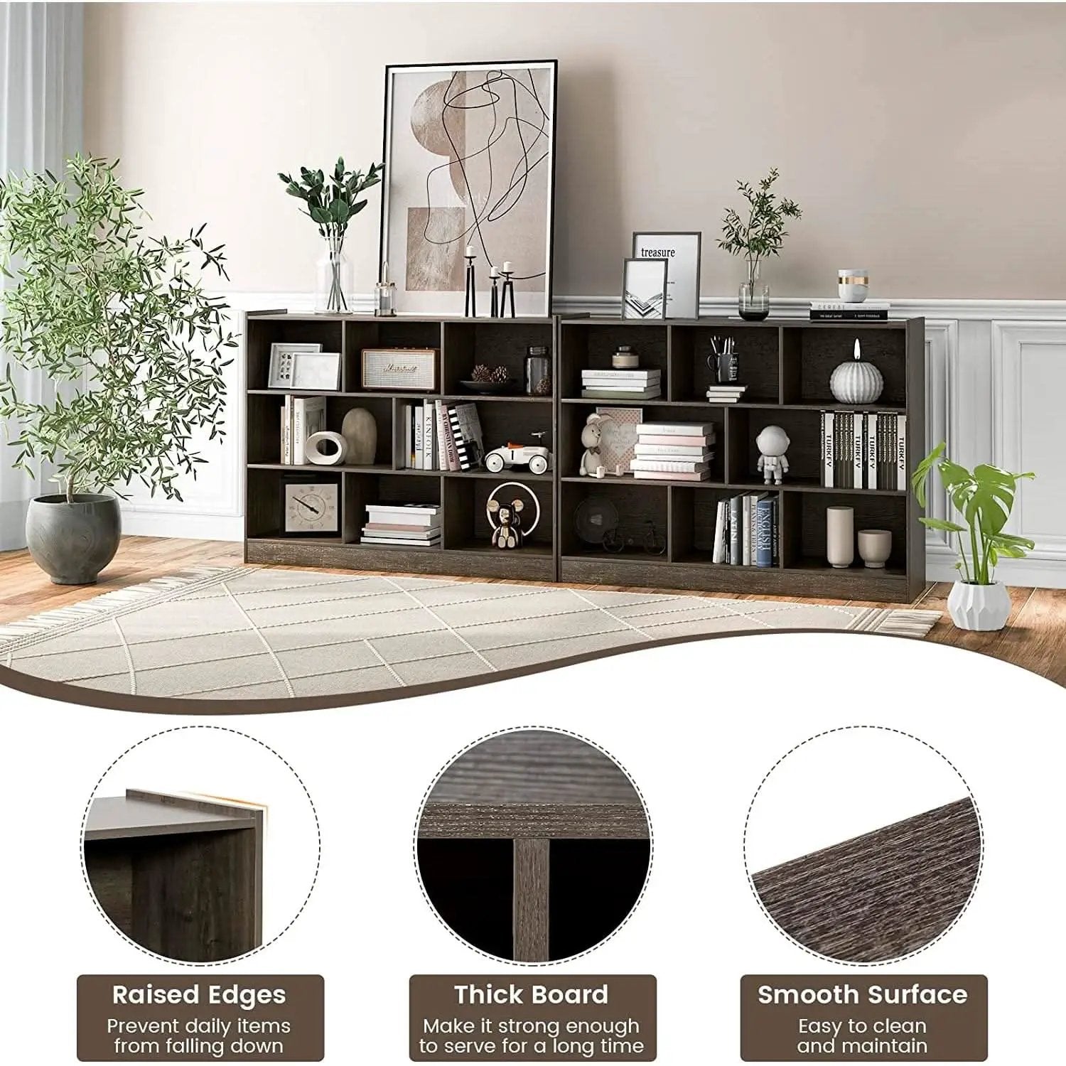 Grey 8 Cube Modular Bookcase For Living Rooms With Display from PriceLows™