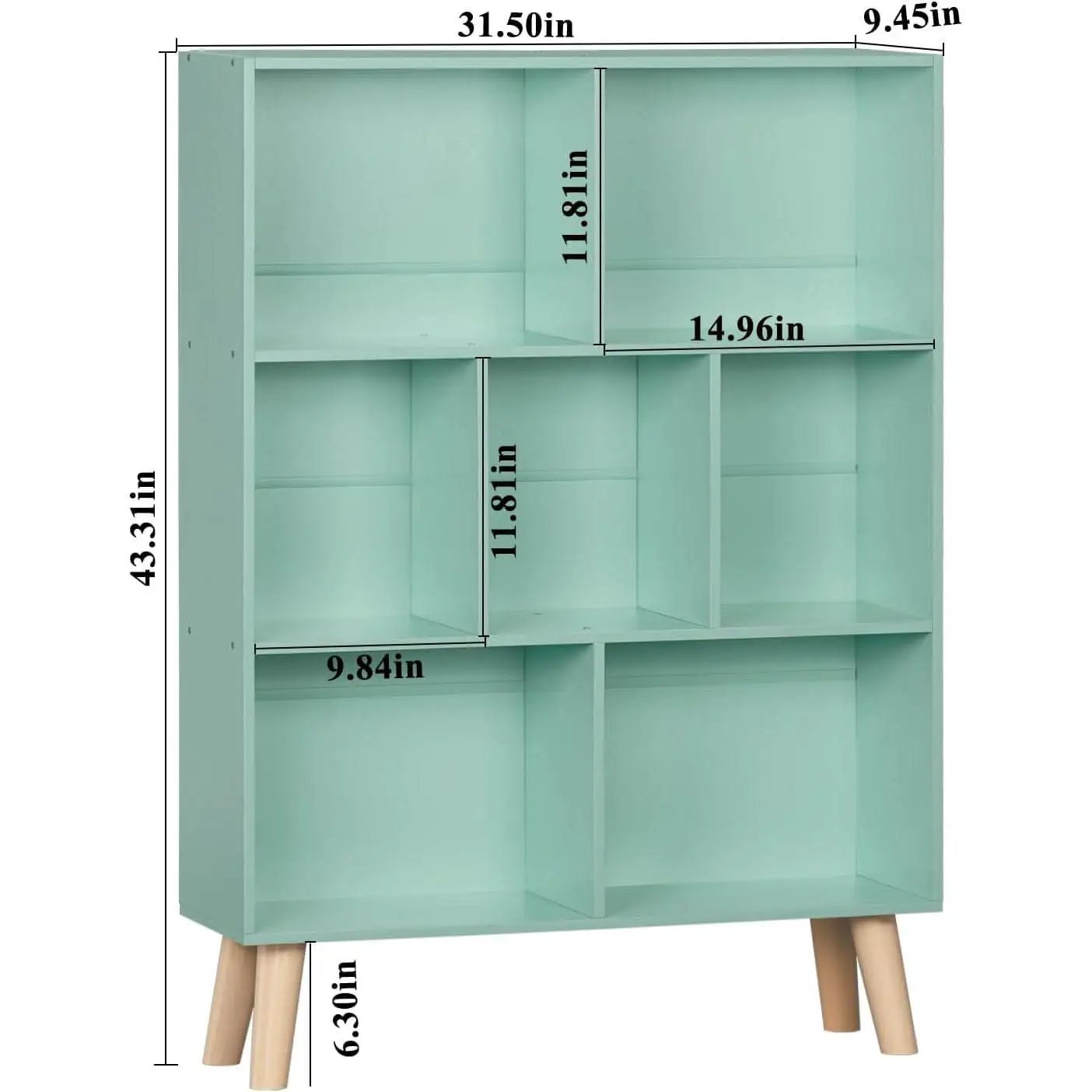 Mint Green 7 Cube Bookcase For Kids Toy Storage Organizer from PriceLows™