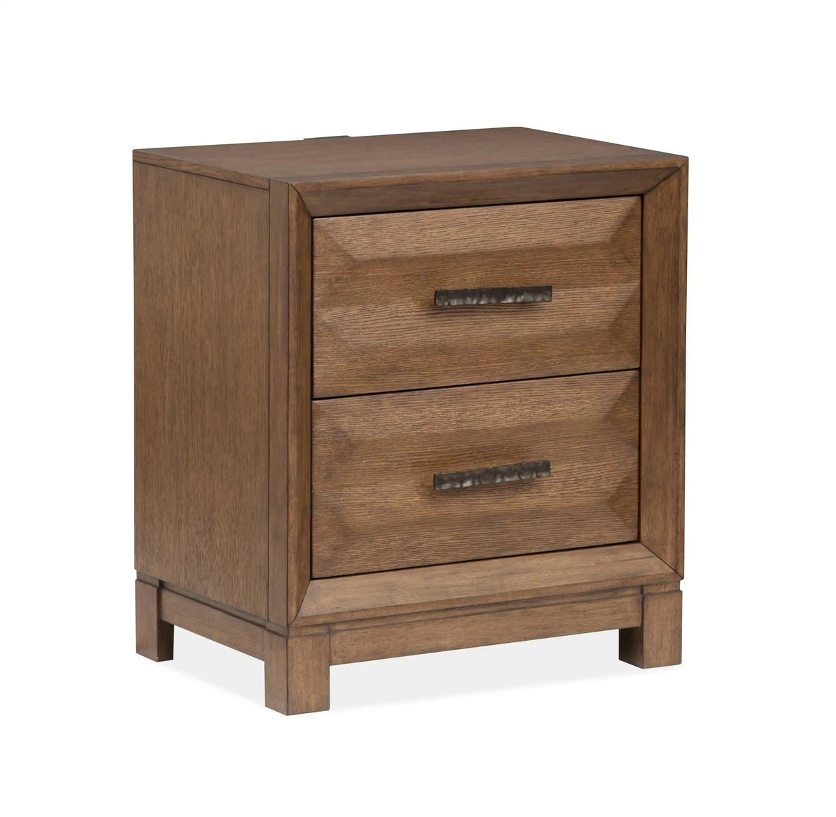 Callisto Drawer Nightstand Nightstands w/ Charging Station | 17 x 24 x 27.19 in | Oak Veneer | Bourbon Brown