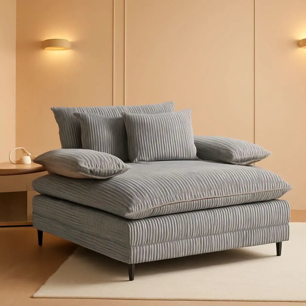 Cream Gray Oversized Chaise Lounge Adjustable Backrest from PriceLows™