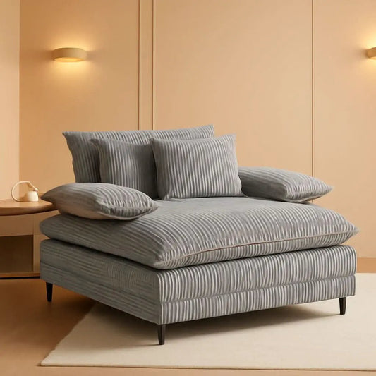 Cream Gray Oversized Chaise Lounge Adjustable Backrest from PriceLows™