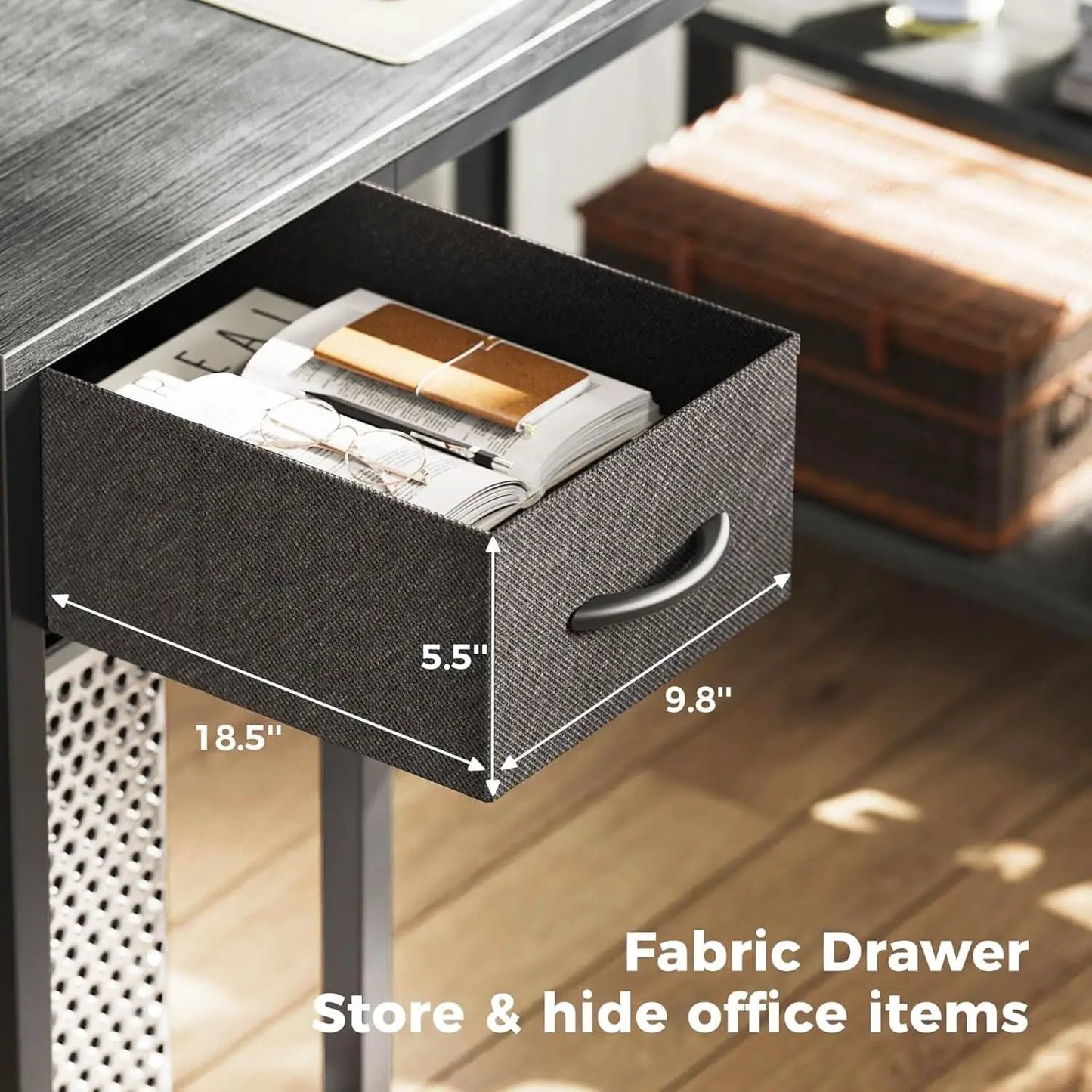 47 Inch L Shaped Desk With Led Lights And Power Outlets Grey from PriceLows™