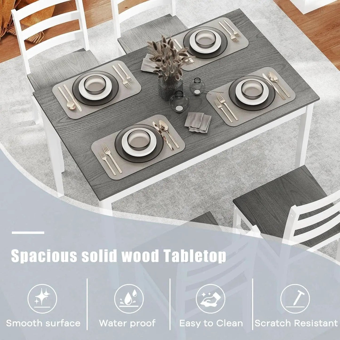 Handcrafted Solid Wood Mid Century Dinette Set Four from PriceLows™