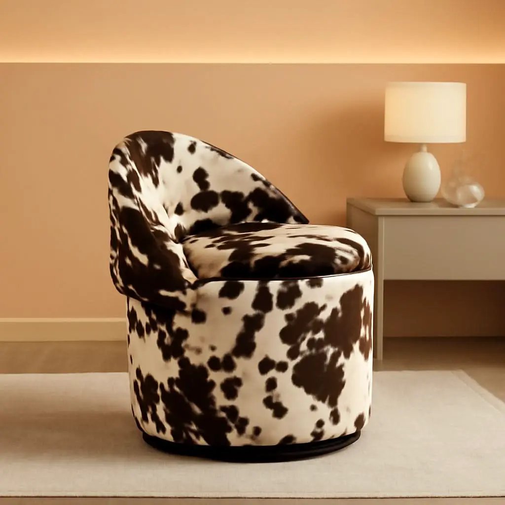 Milk Cow Velvet Upholstered Vanity Chair Storage Swivel from PriceLows™