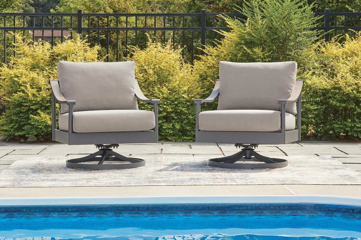 Ocean Beach Swivel Lounge With Cushion Swivel Chair | 32.63 x 34 x 35.5 in | Polyester & Fabric | Gray