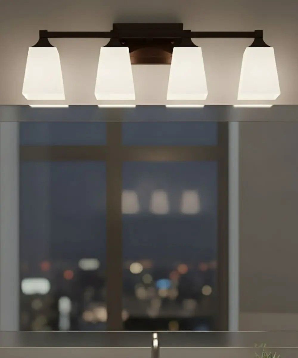 LED Vanity Light | 4 Glass Shades | Oil Rubbed Bronze | 27 Width