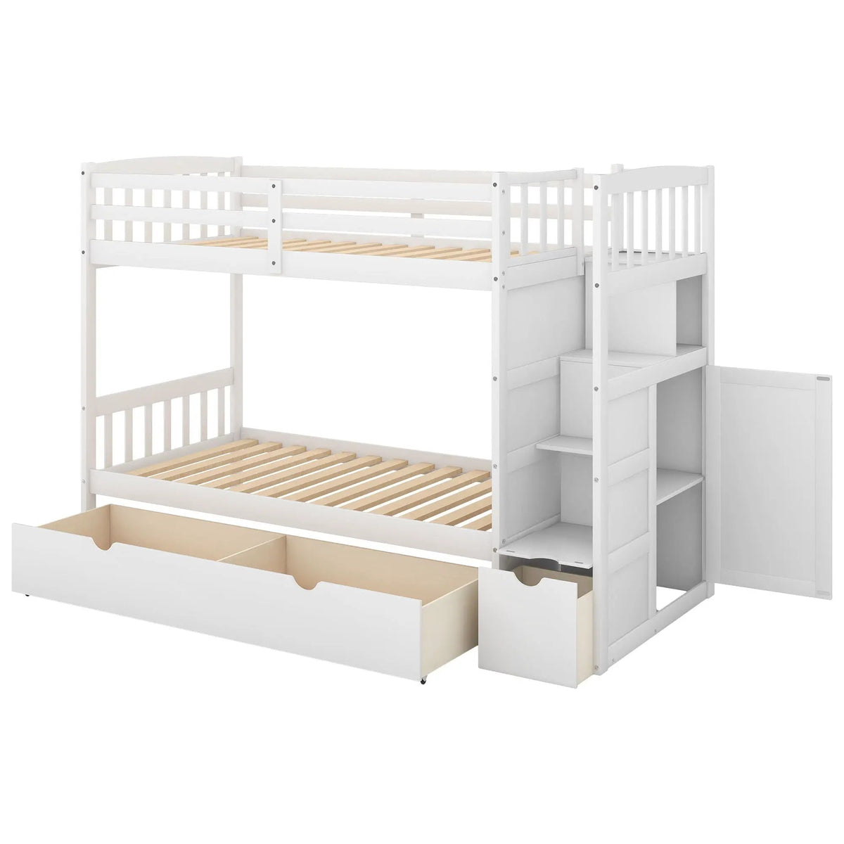 Bunk Bed | Convertible To Full Size | Built In Storage | Integrated Staircase