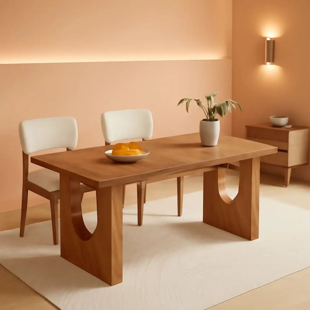 Dining Table 71 Inch Rustic Brown With Wood Pedestal from PriceLows™