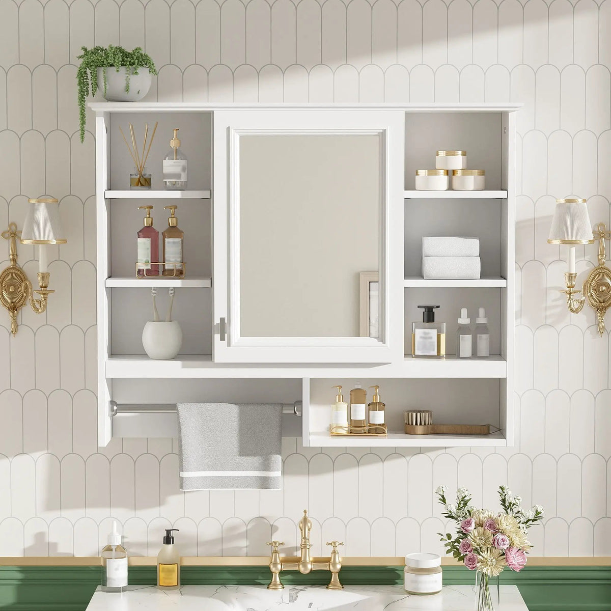 Wall Mount Mirror Cabinet | Adjustable Shelves | Soft Close Hinges | White