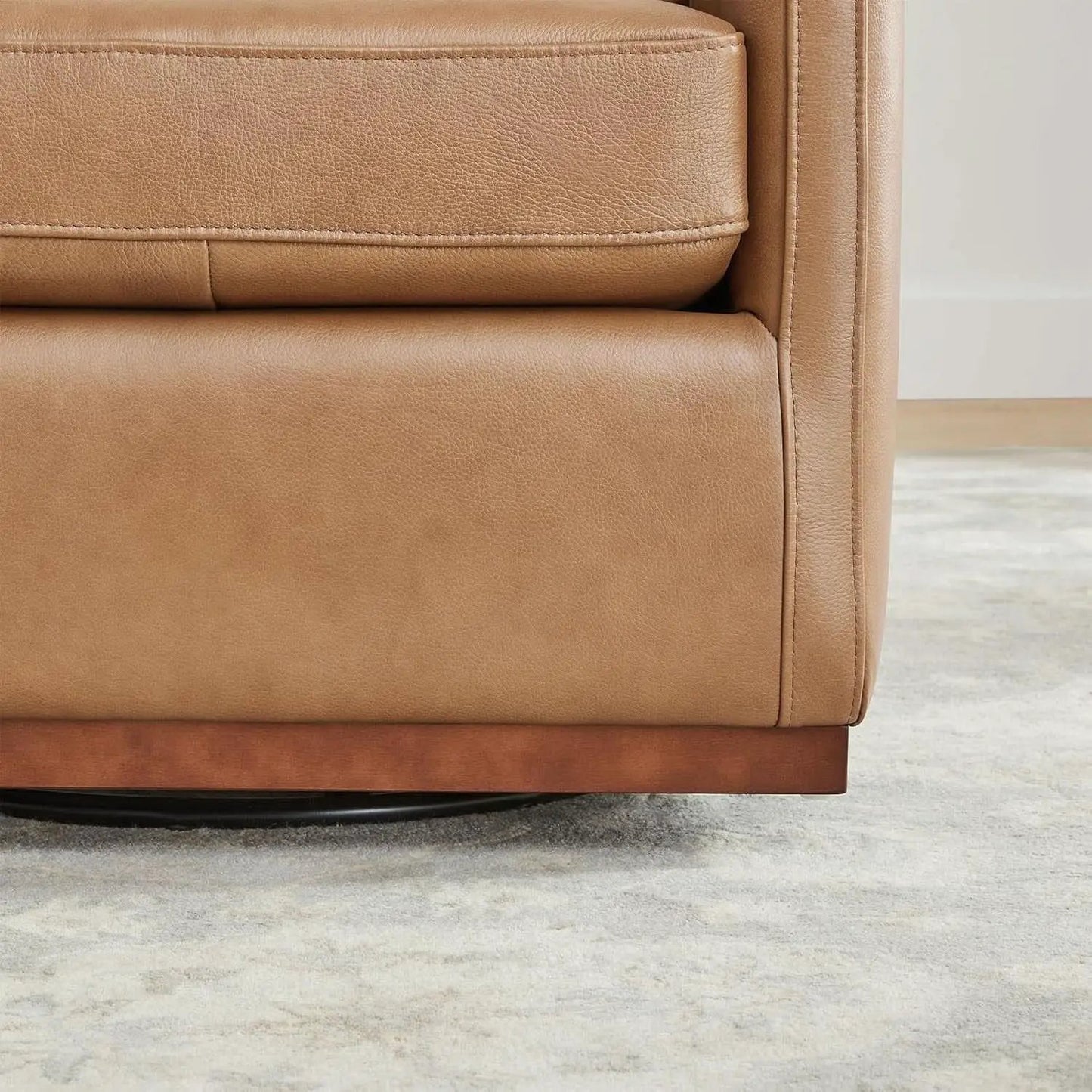 Genuine Leather Swivel Accent Chair Fully Assembled from PriceLows™