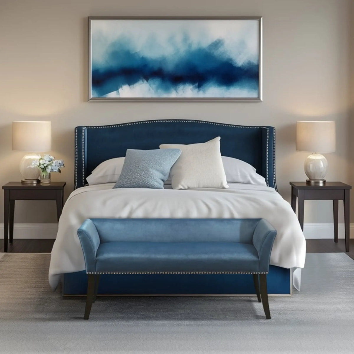 Welburn Upholstered Bench | Padded Low Back | Flared Arms | High-Density Foam And Fiber Fill