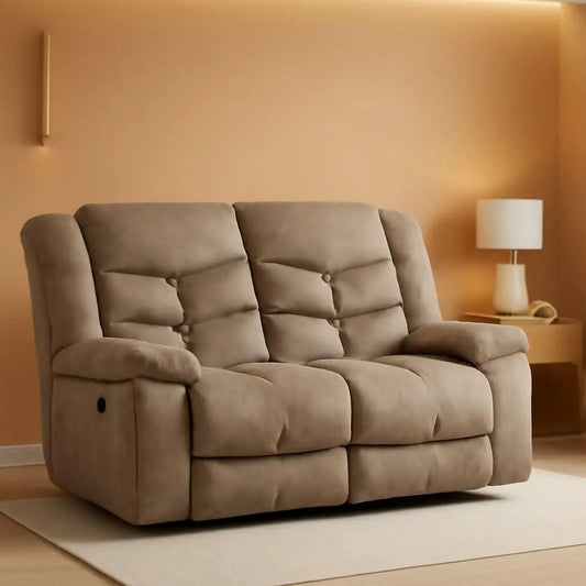 Manual Two Seat Loveseat Recliner Sofa Light Brown from PriceLows™