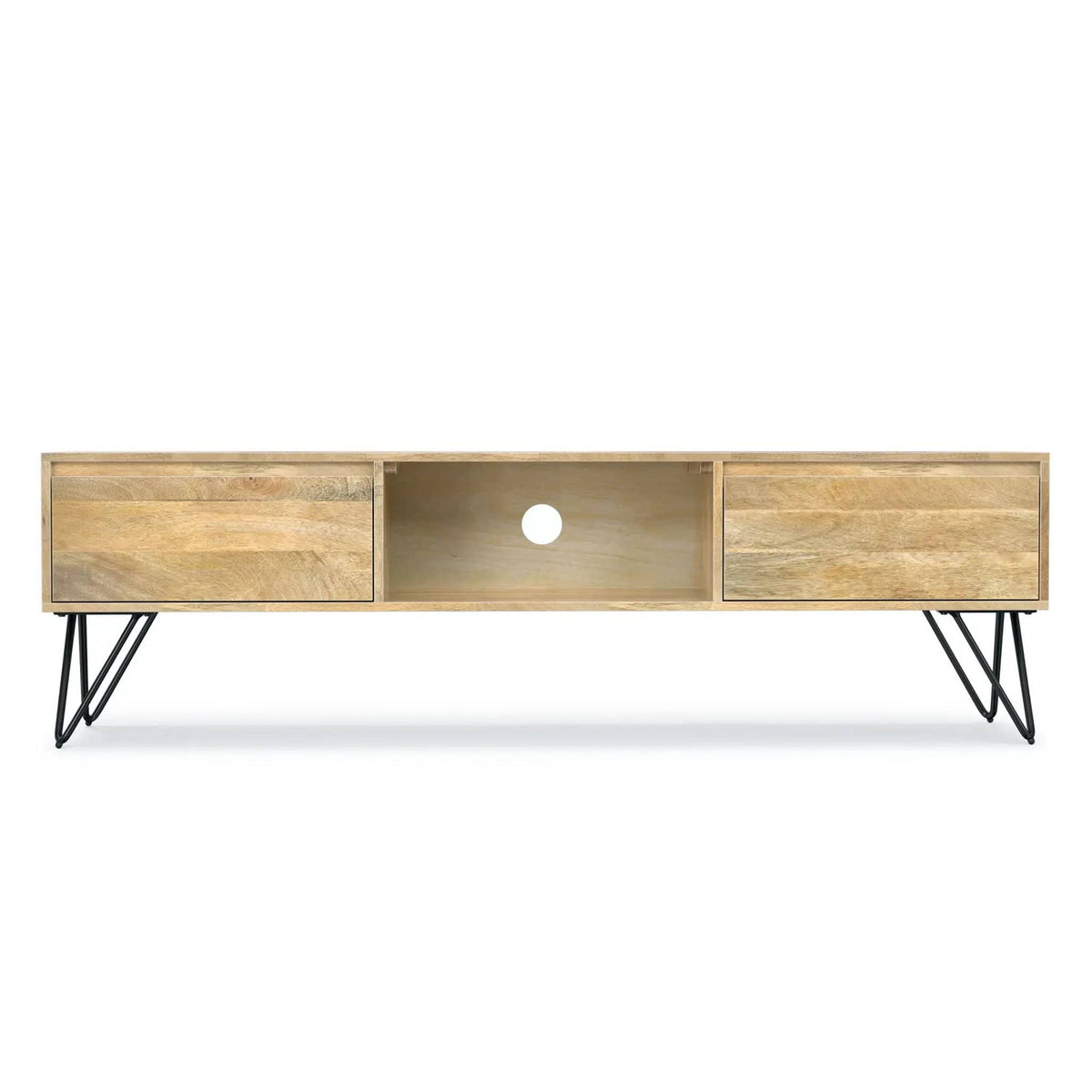 Hunter Handcrafted TV Media Stand | 68 x 15 x 20 in | Iron & Metal | Natural