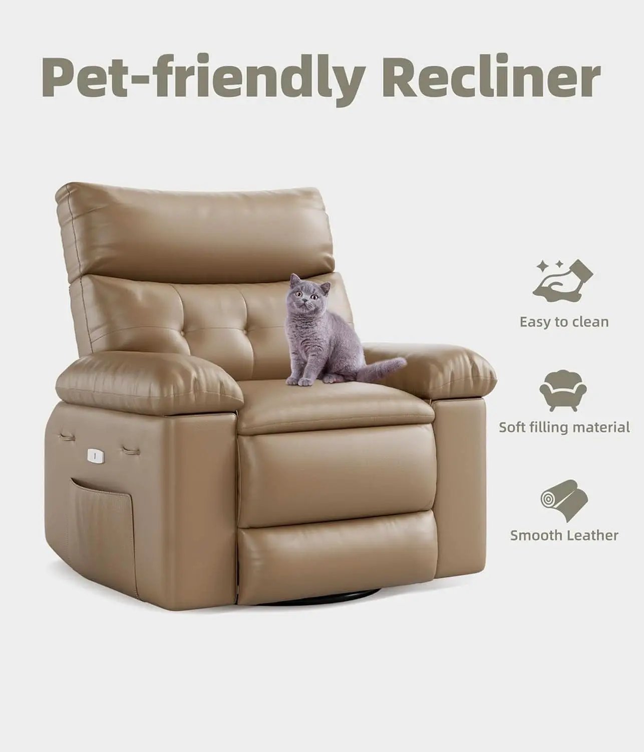 Power Swivel Massage Recliner With Heat And Vibration from PriceLows™
