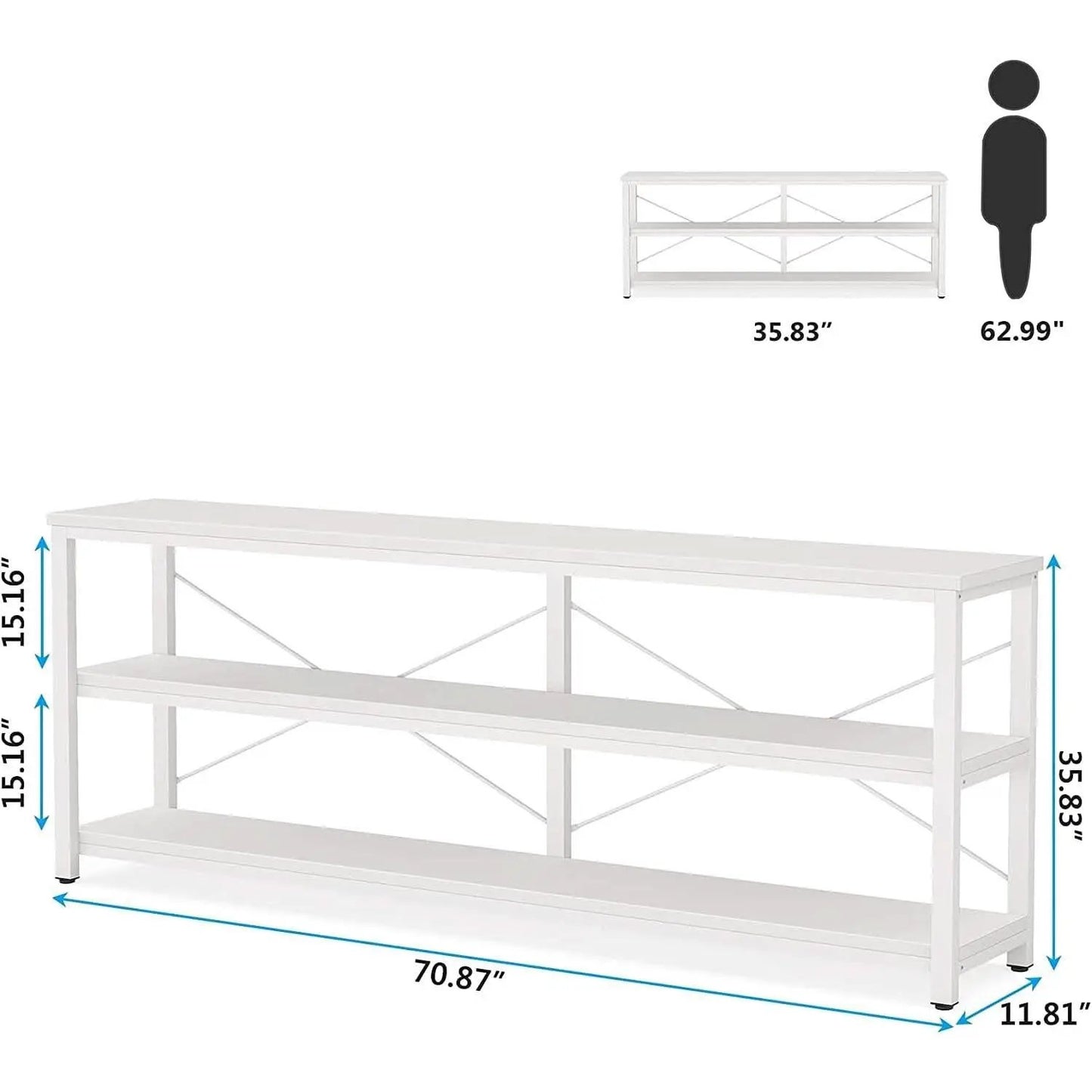 70.8 Inch Long Industrial TV Console With 3 Shelves from PriceLows™