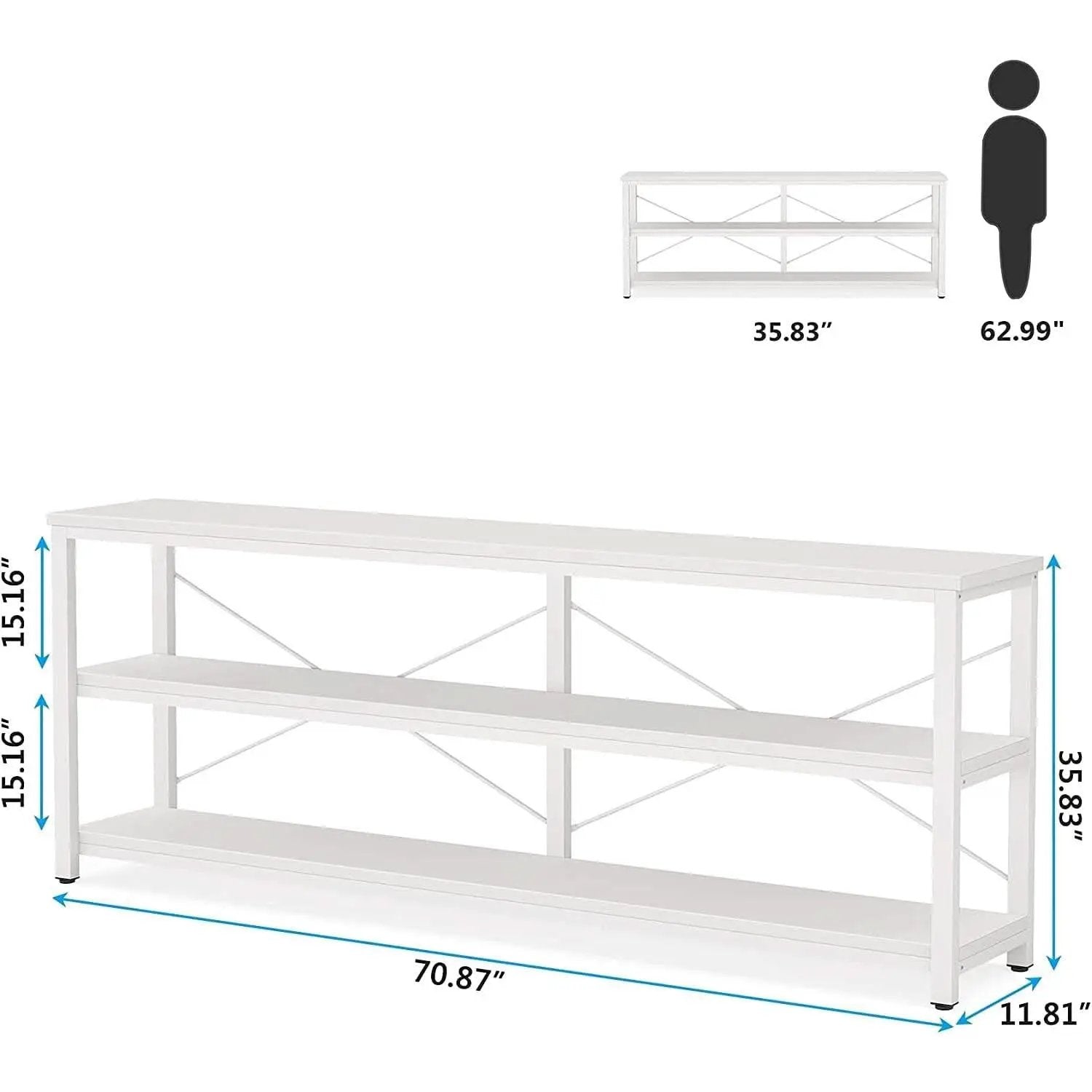 70.8 Inch Long Industrial TV Console With 3 Shelves from PriceLows™