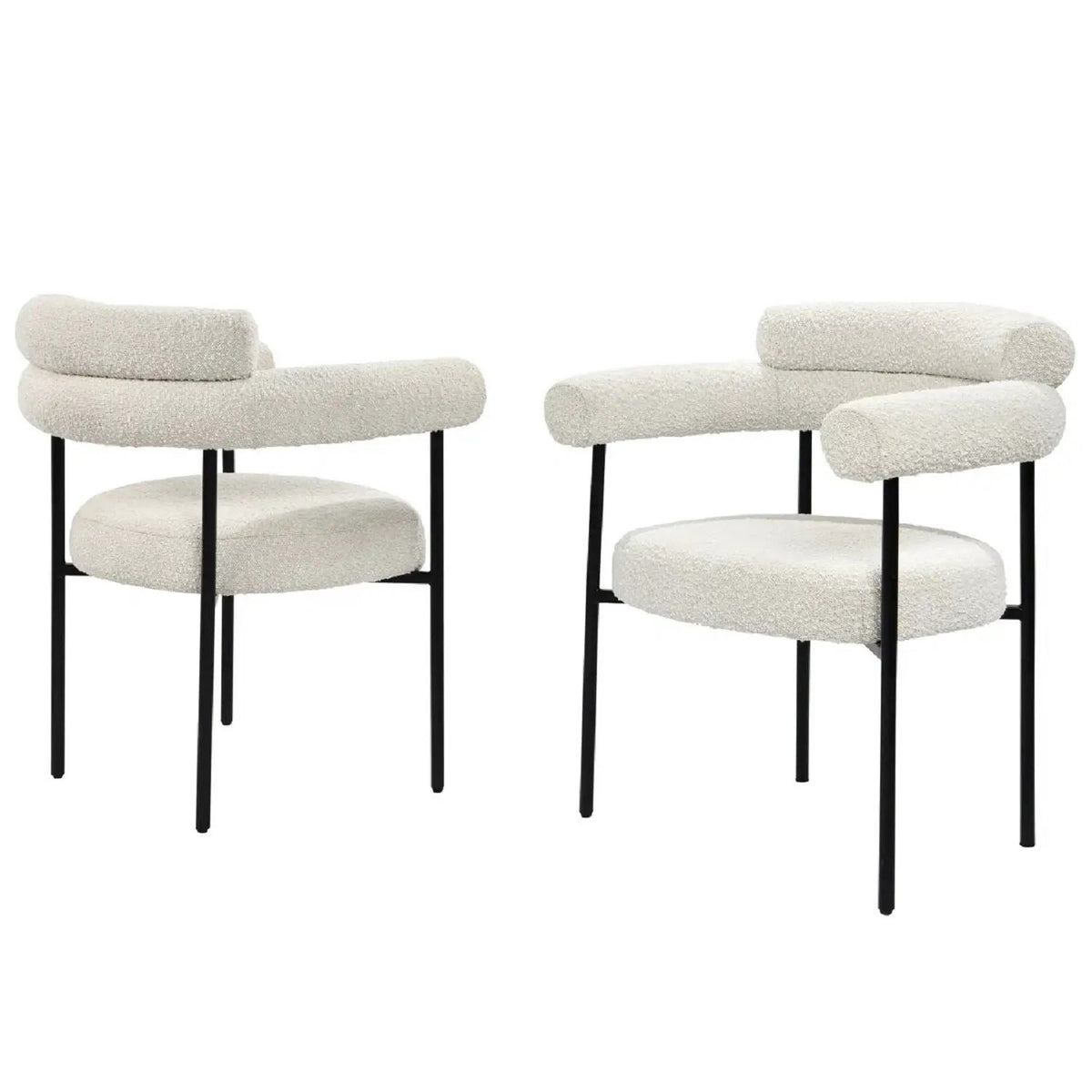 Upholstered Dining Chairs | Metal Legs | Padded Seats | Set Of Two