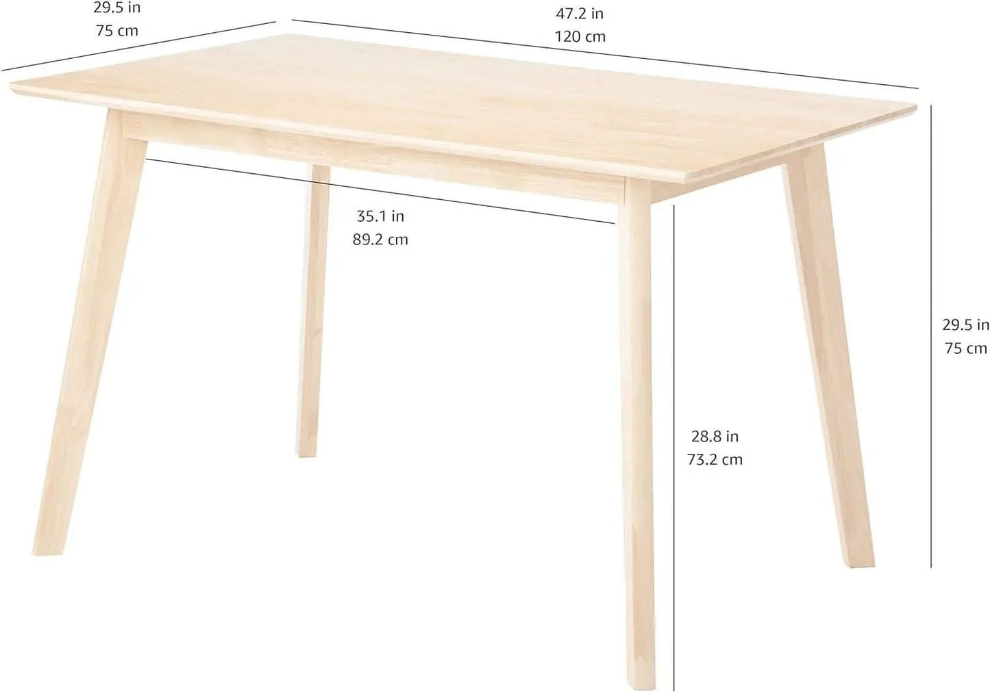 FSC Certified Solid Wood Rectangular Dining Table Seats Four Natural Finish from PriceLows™