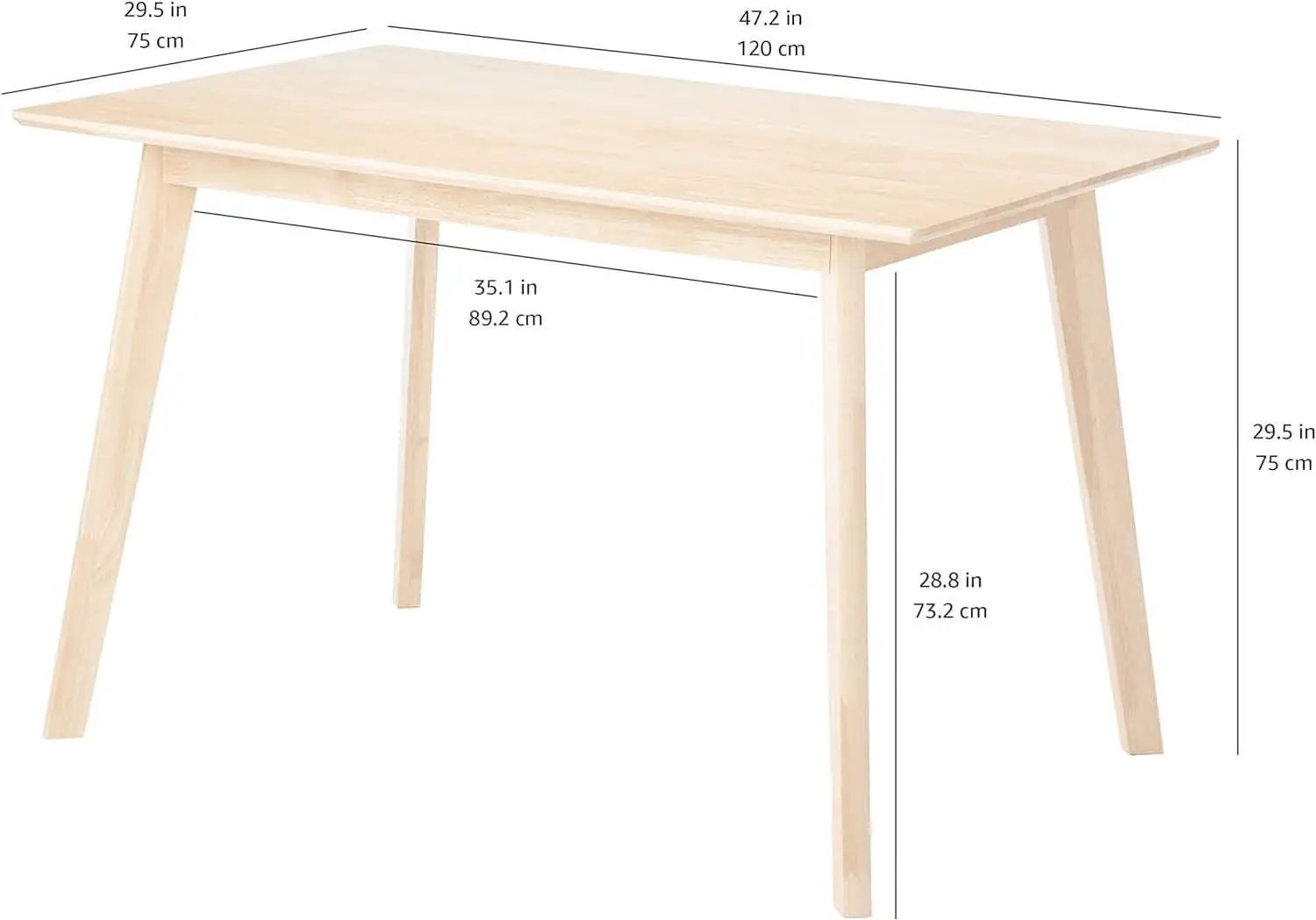 FSC Certified Solid Wood Rectangular Dining Table Seats Four Natural Finish from PriceLows™