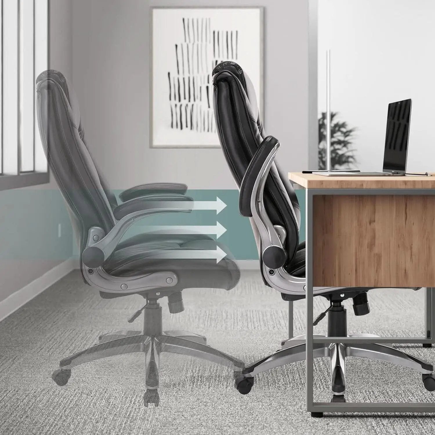 Bonded Leather Executive Office Chair Black High Back from PriceLows™
