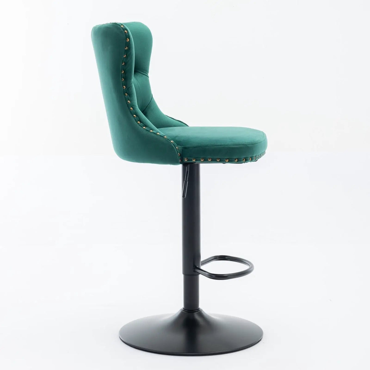 Swivel Barstools | Adjustable Height | Tufted Back With Nailheads | Set of 2