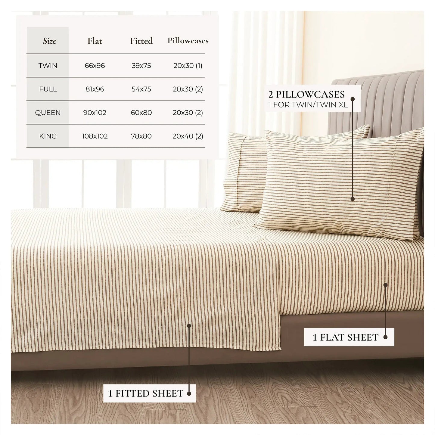 Striped Sheet Set - Evette Collection from PriceLows™