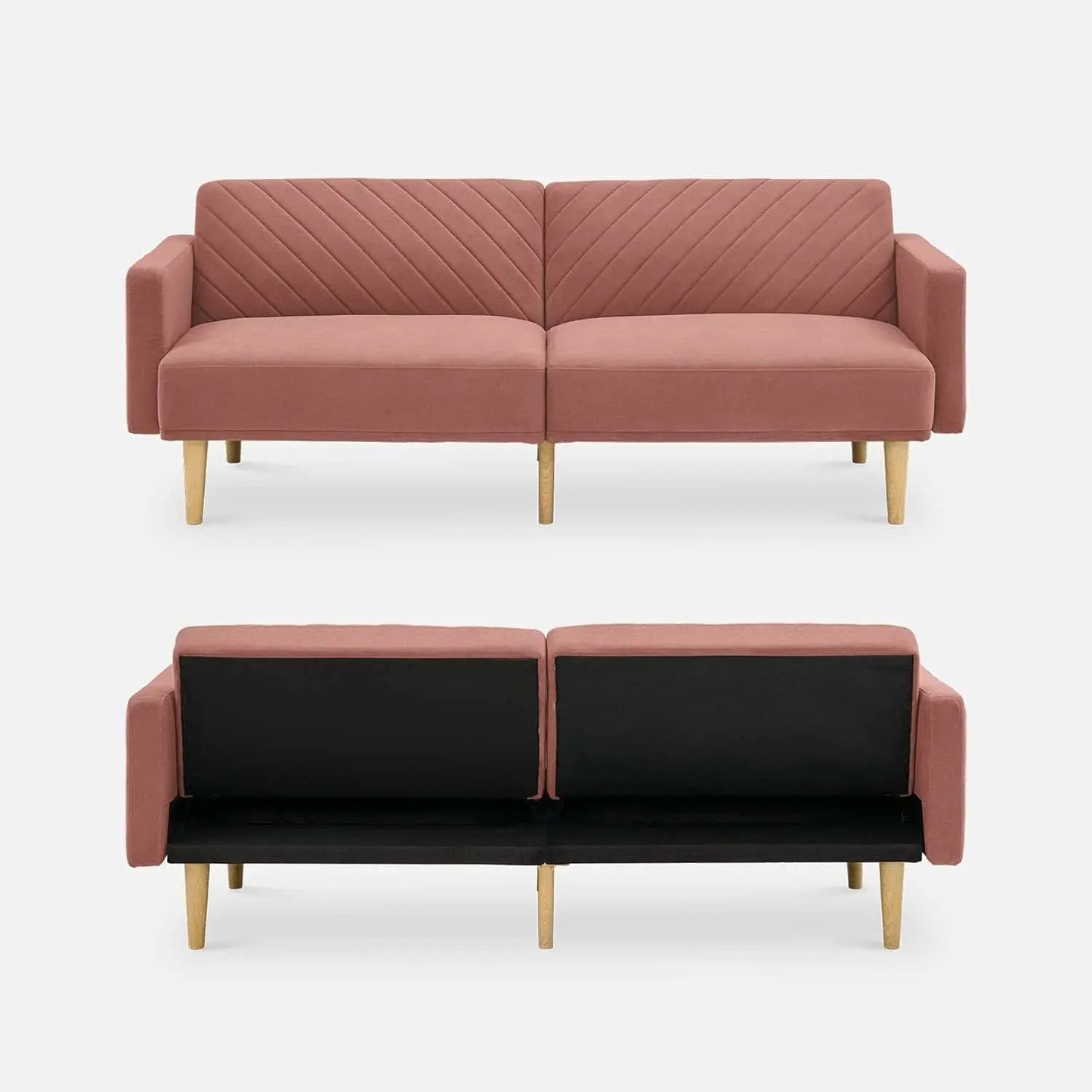 Chloe Futon Sofa Bed With Adjustable Back And Tapered Legs from PriceLows™