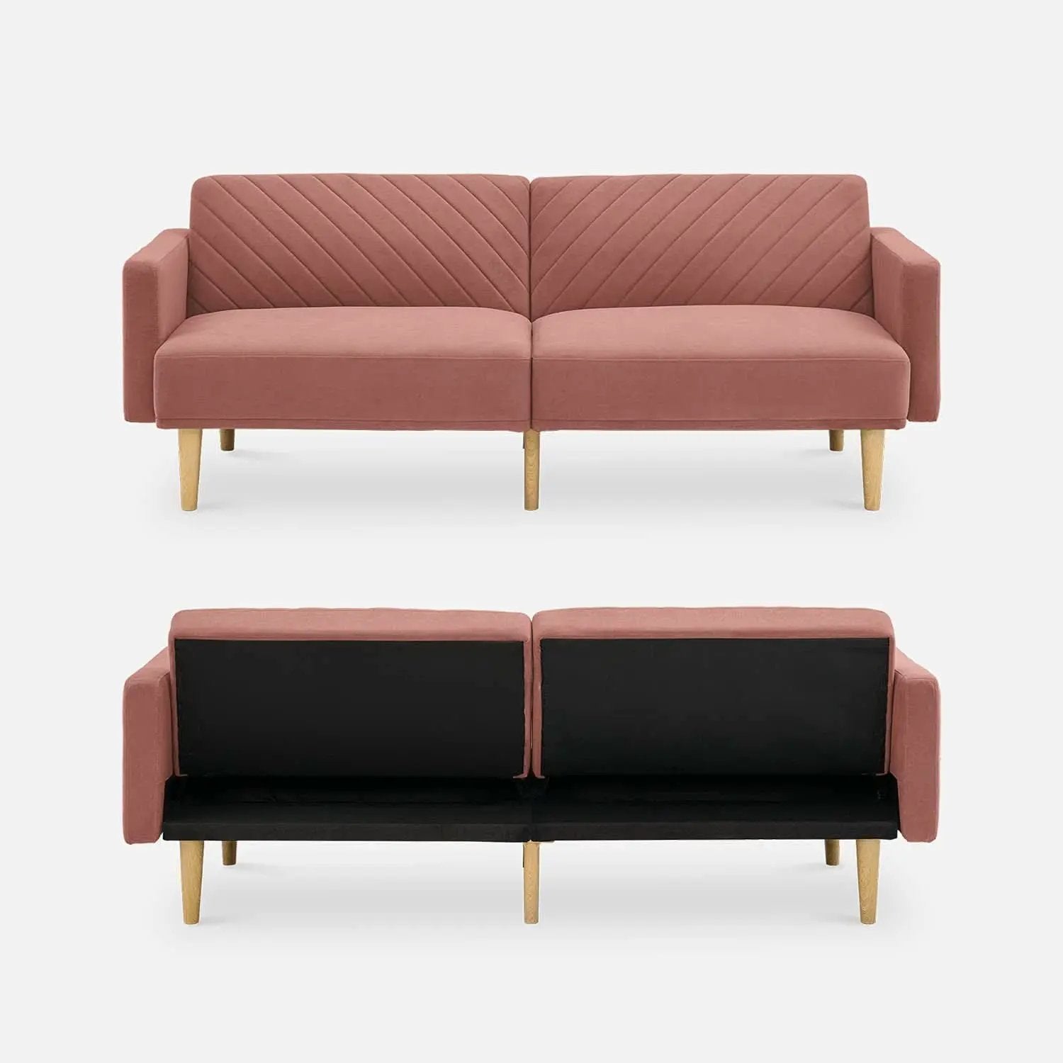 Chloe Futon Sofa Bed With Adjustable Back And Tapered Legs from PriceLows™