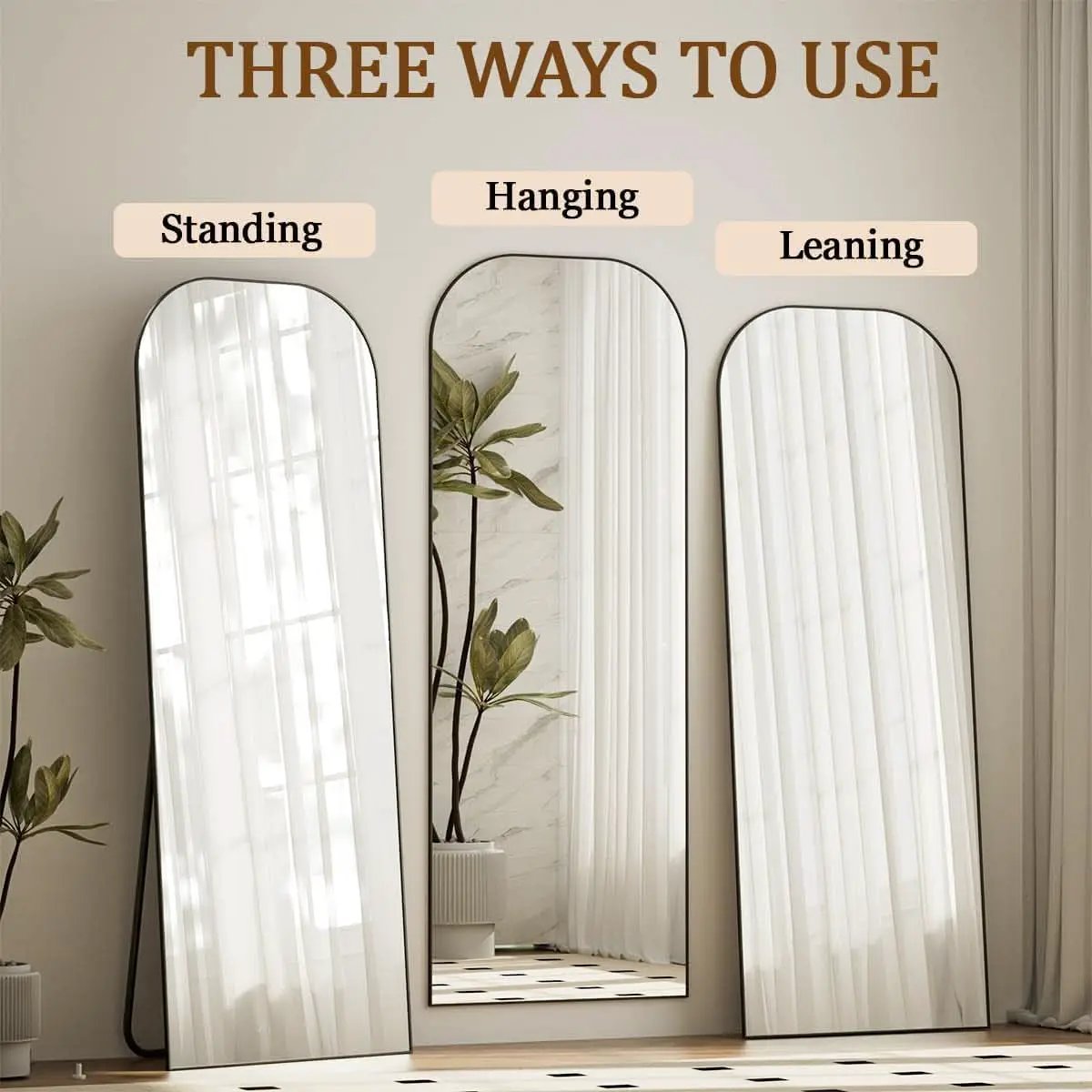 56x21 Inch Black Full Length Floor Mirror With Stand from PriceLows™