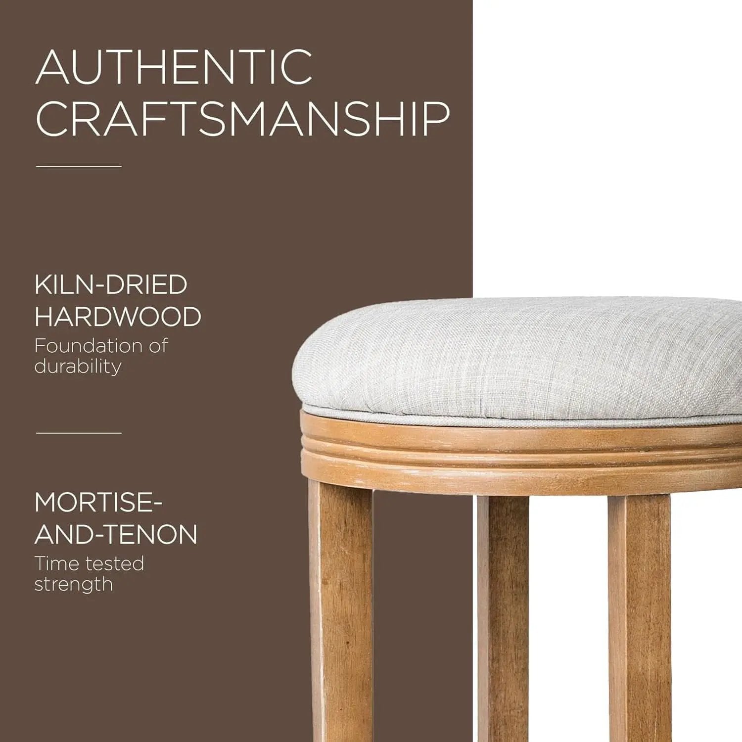 Eva 31 Inch Bar Height Backless Swivel Bar Stool Weathered Oak Sand Fabric from PriceLows™