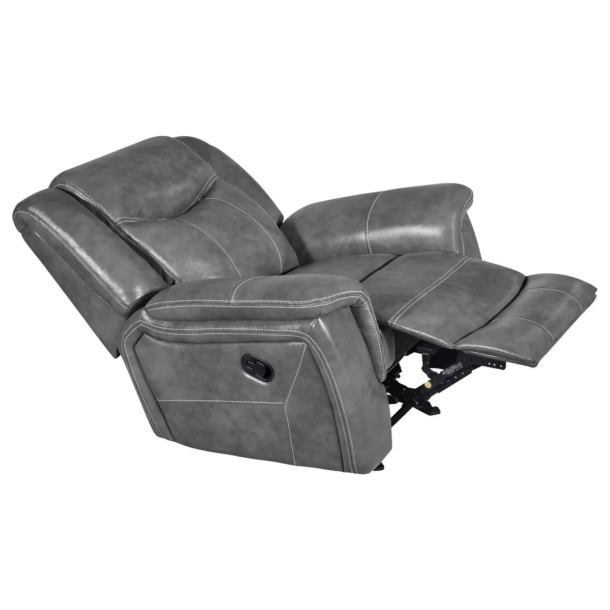 Encino Upholstered Padded Arm Glider Recliner Glider Chair | 42 x 41 x 40 in | Leather & Fabric | Gray