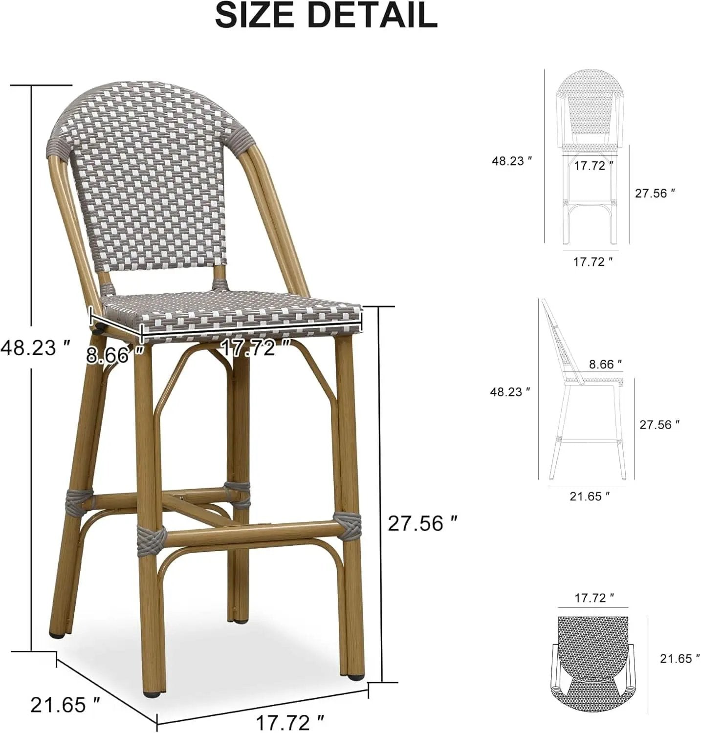 French Style Rattan Bar Stools Set for Outdoor Spaces from PriceLows™