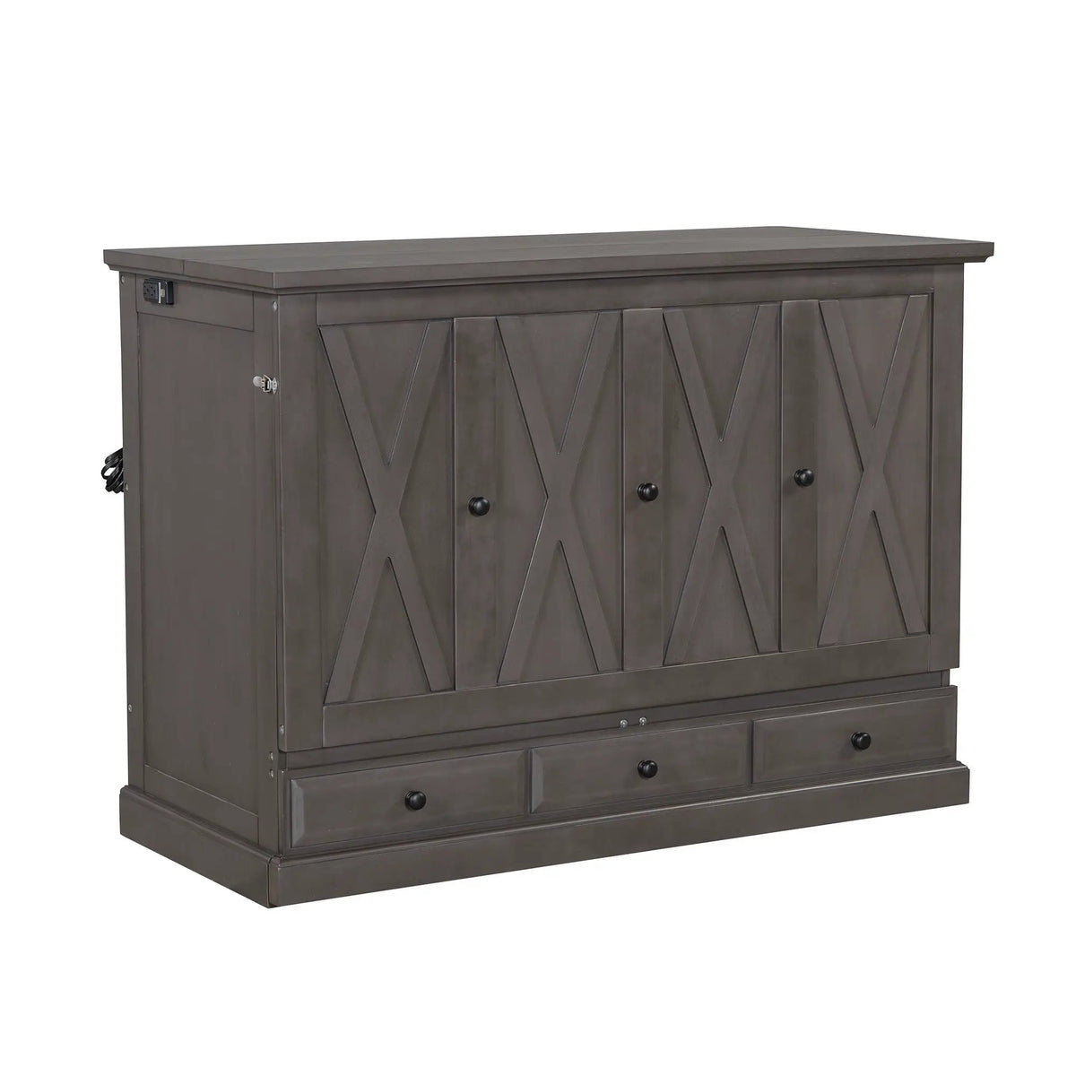 Solid Pine Murphy Bed | USB Charging Station | Storage Drawer