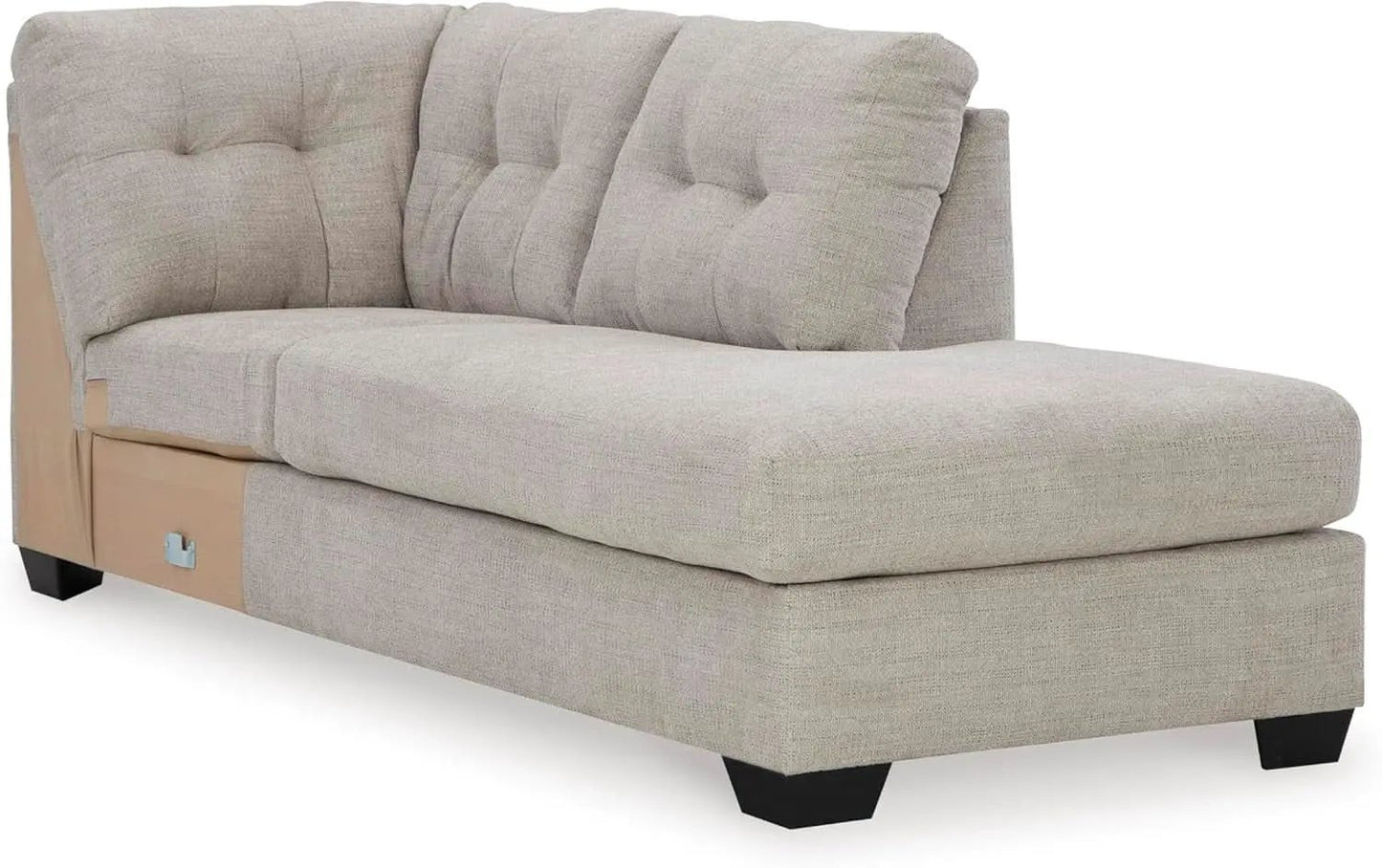 Beige Sleeper Sectional Featuring Chaise Memory Foam from PriceLows™