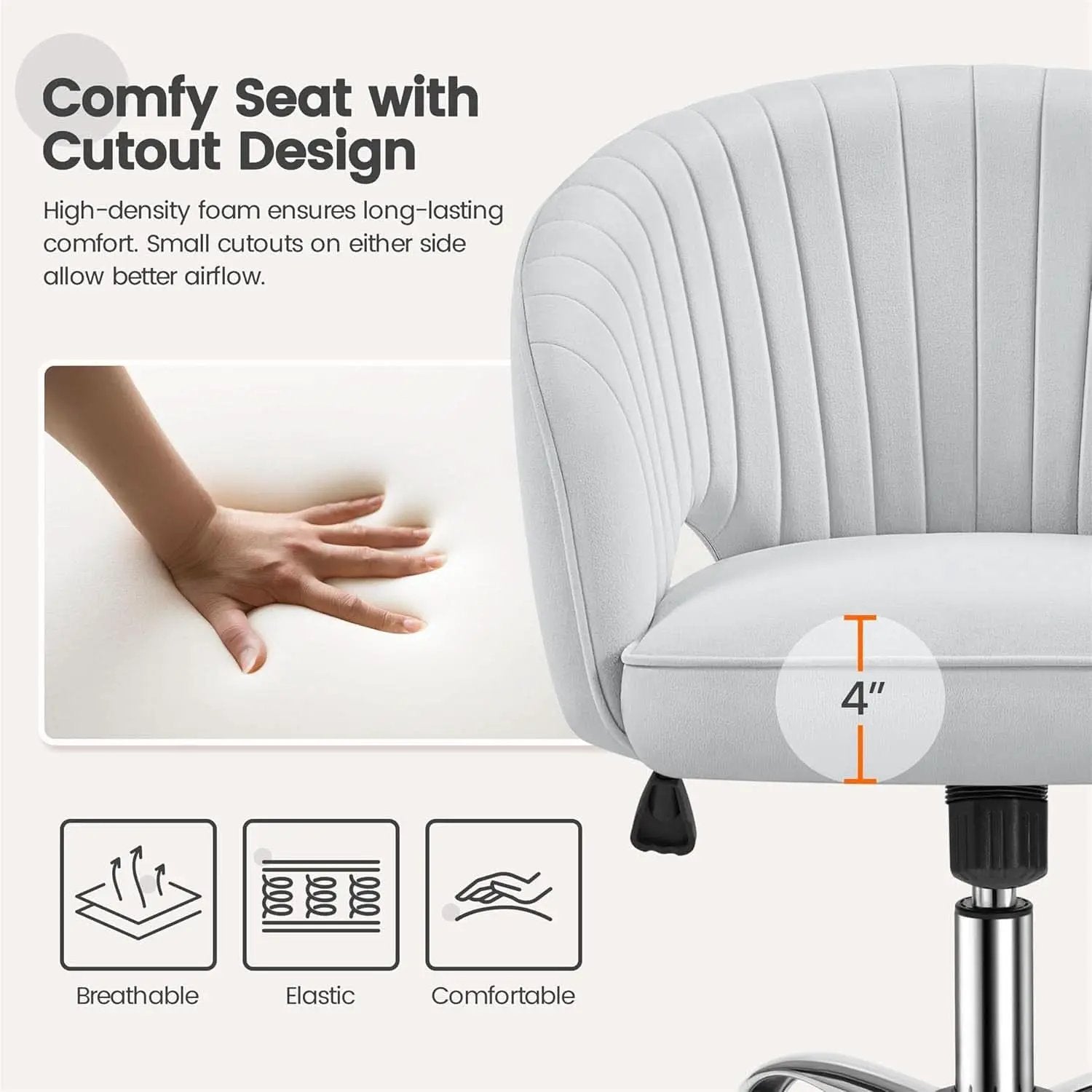 Home Office Chair With Tufted Barrel Back Light Gray from PriceLows™