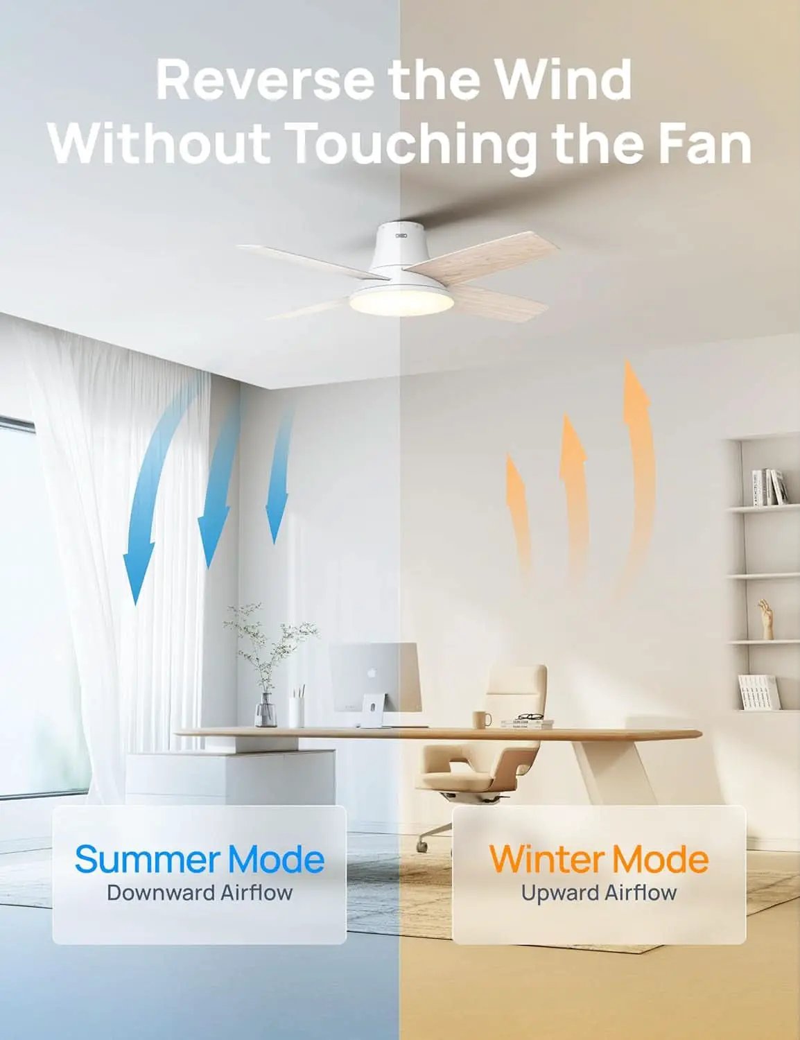 44 Inch Ceiling Fan With Lights White Remote Control from PriceLows™
