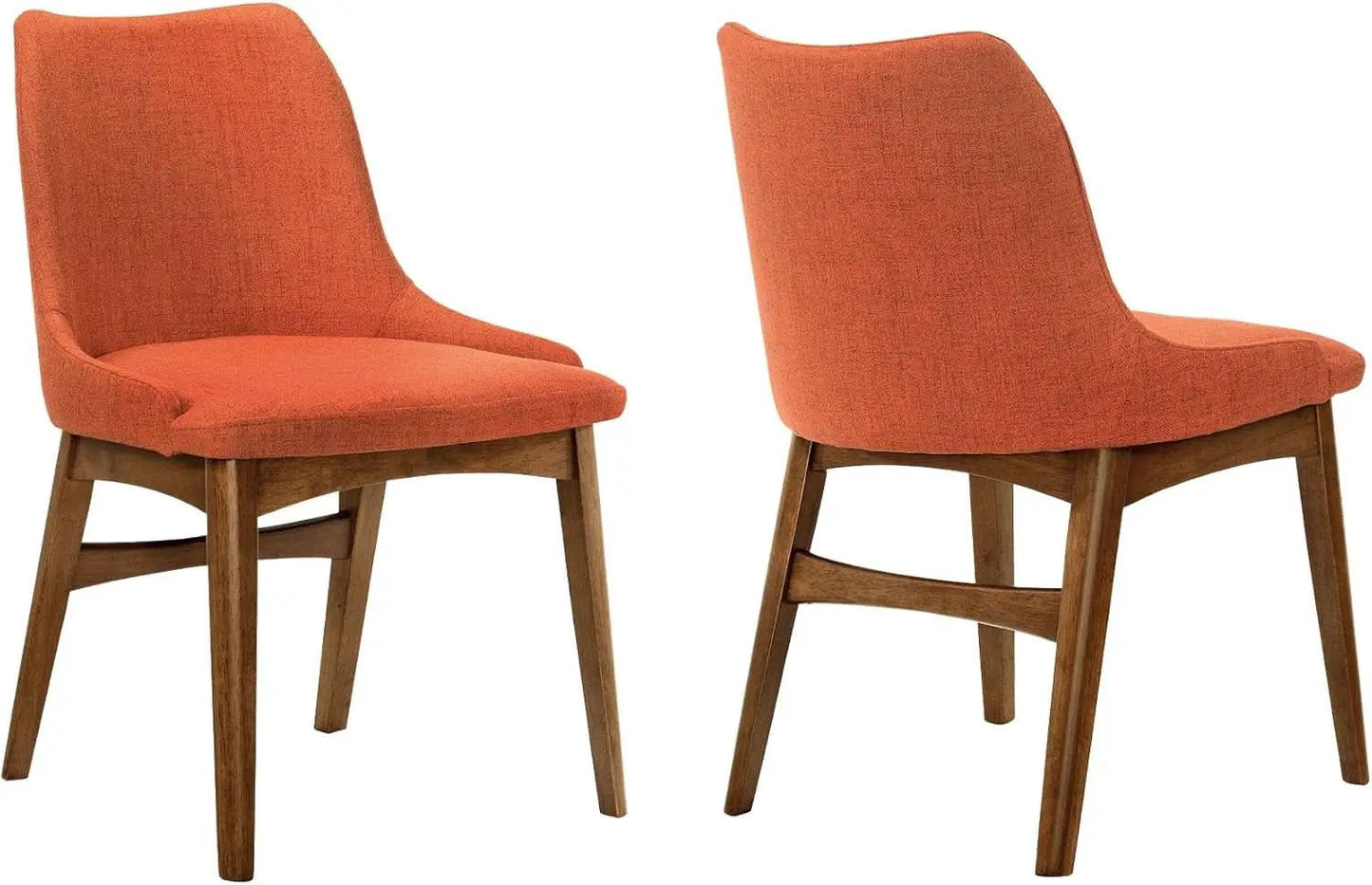 Orange Fabric and Walnut Wood Dining Side Chairs Set of 2 from PriceLows™