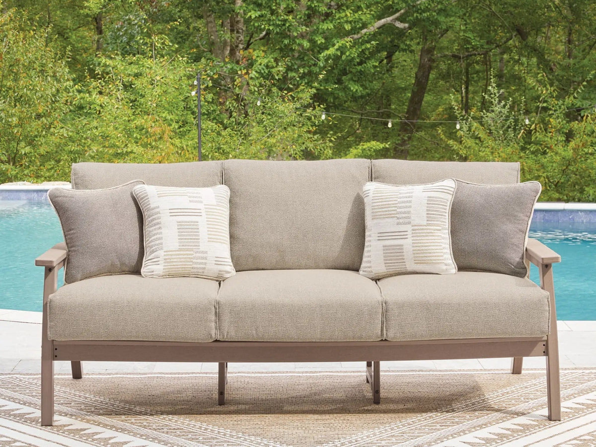 Grover Beach Sofa With Cushion | 77.13 x 33 x 37 in | Polyester & Fabric | Driftwood
