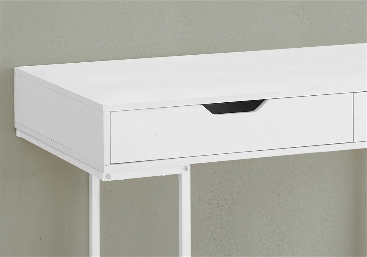Marble Look Computer Desk | Two Wide Handle Drawers | Contemporary Modern Design | 47.25 Inch Length