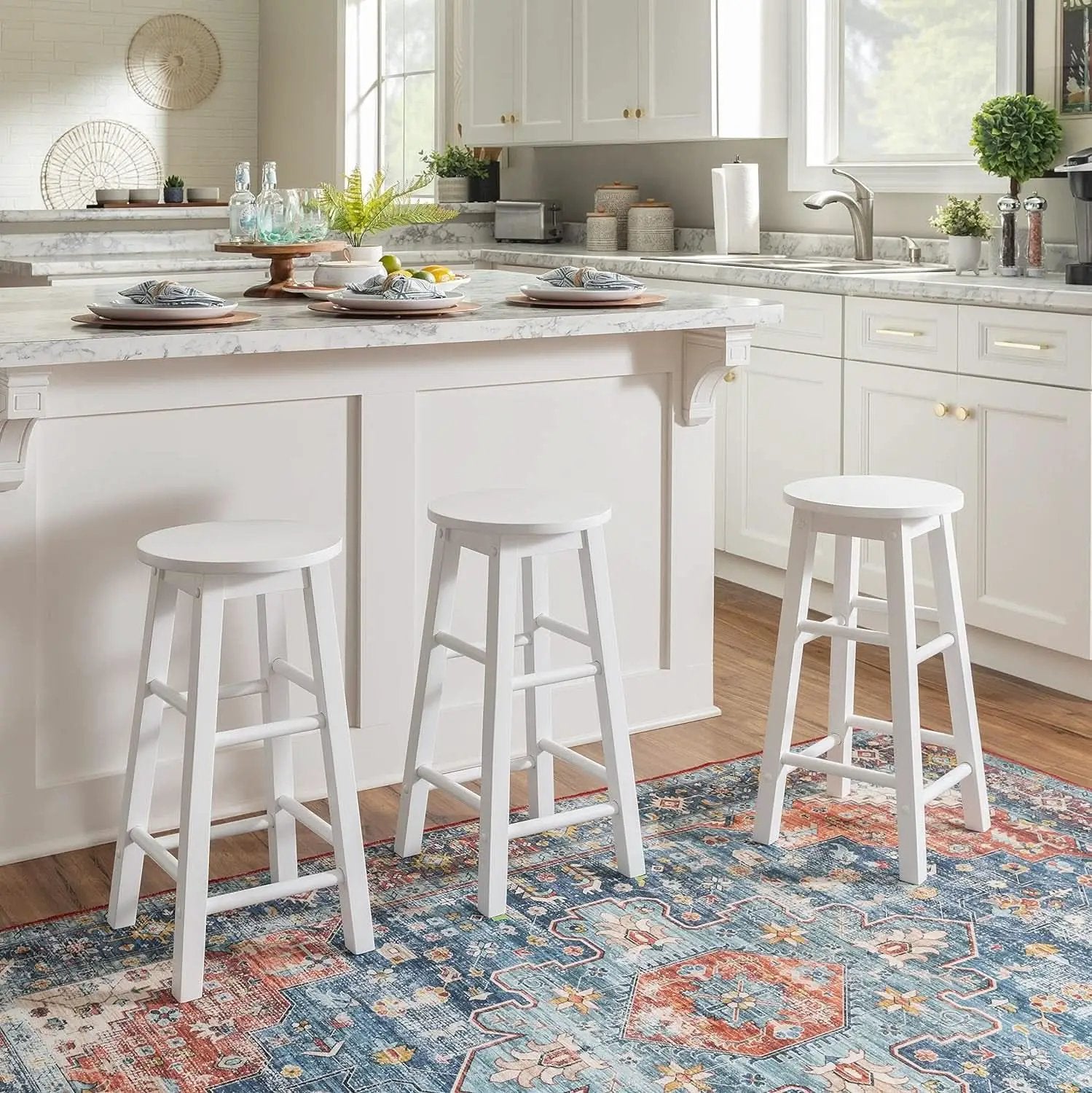 Zeke White 24 Inch Counter Stool Modern Kitchen Seating from PriceLows™