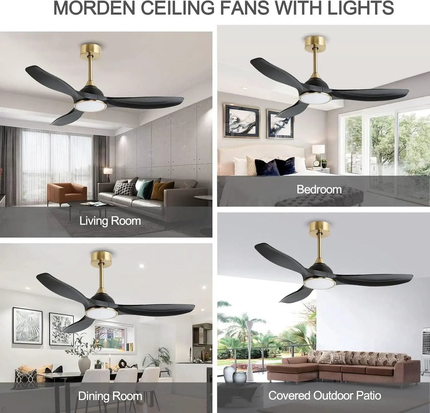52 Inch Quiet Dc Motor Ceiling Fan With Lights Remote from PriceLows™