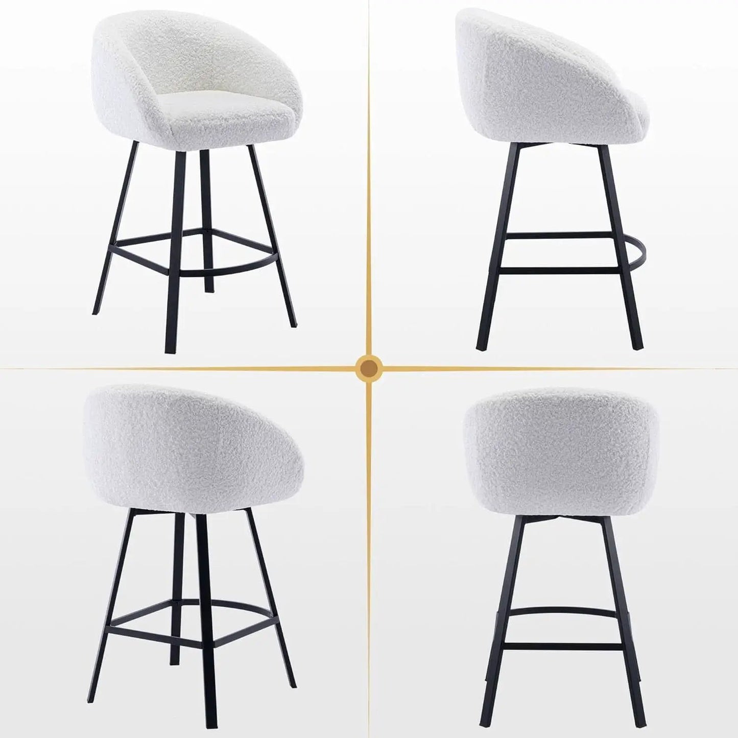 26 Inch Swivel Counter Stool White Sherpa Upholstered Bar Stool For Kitchen Counter from PriceLows™